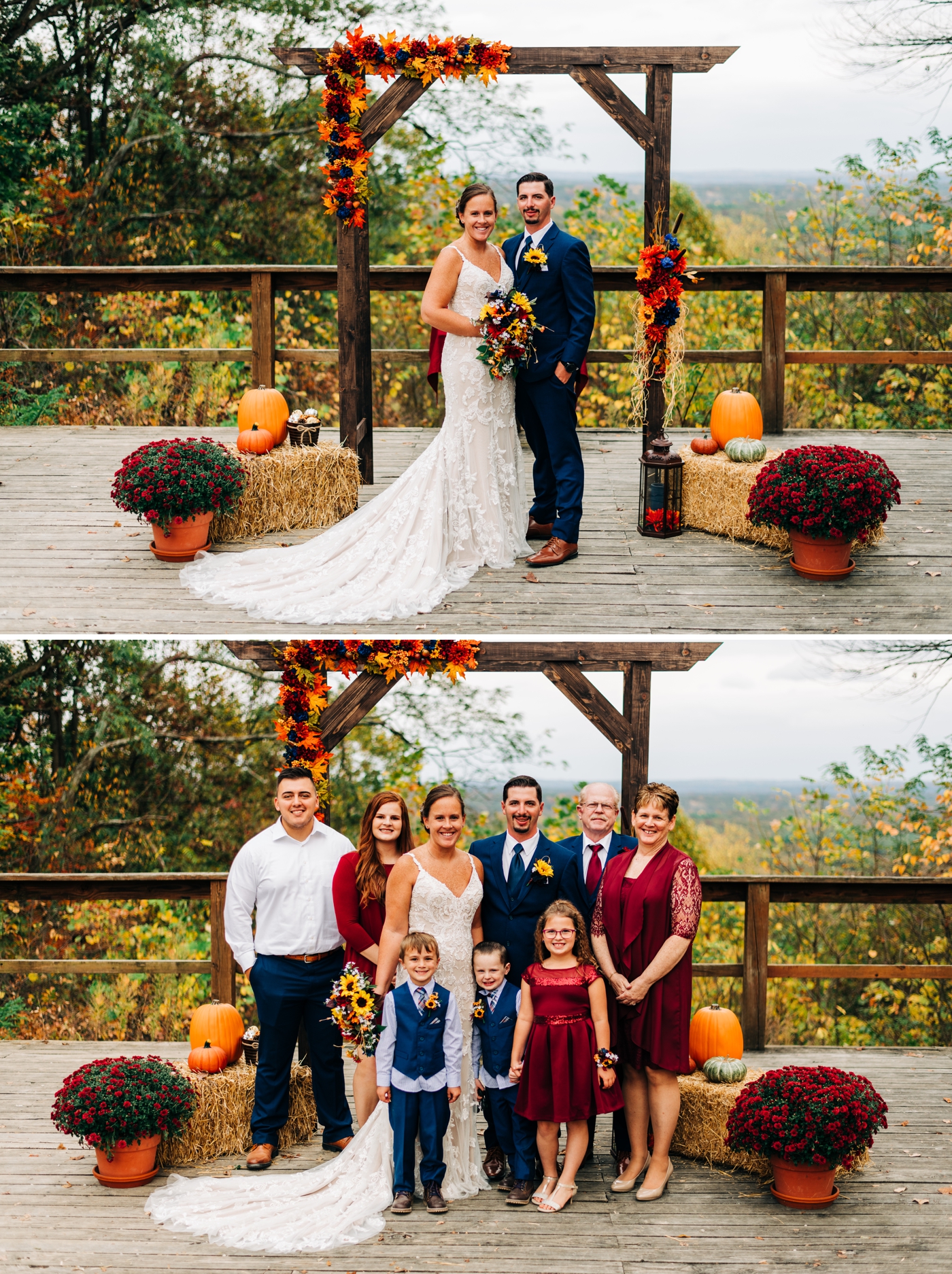 Fall micro wedding at the Nature Center at Brown County State Park. 