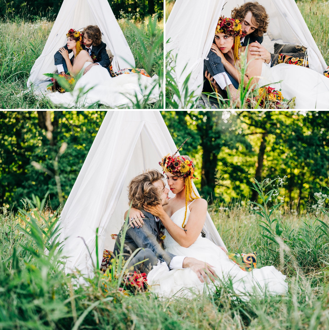 Fall bohemian wedding at The Wilds in Bloomington, Indiana