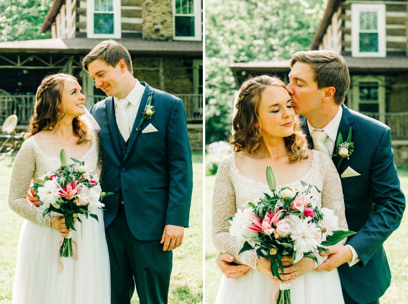 Bride and groom portraits at The Old Barn at Brown County
