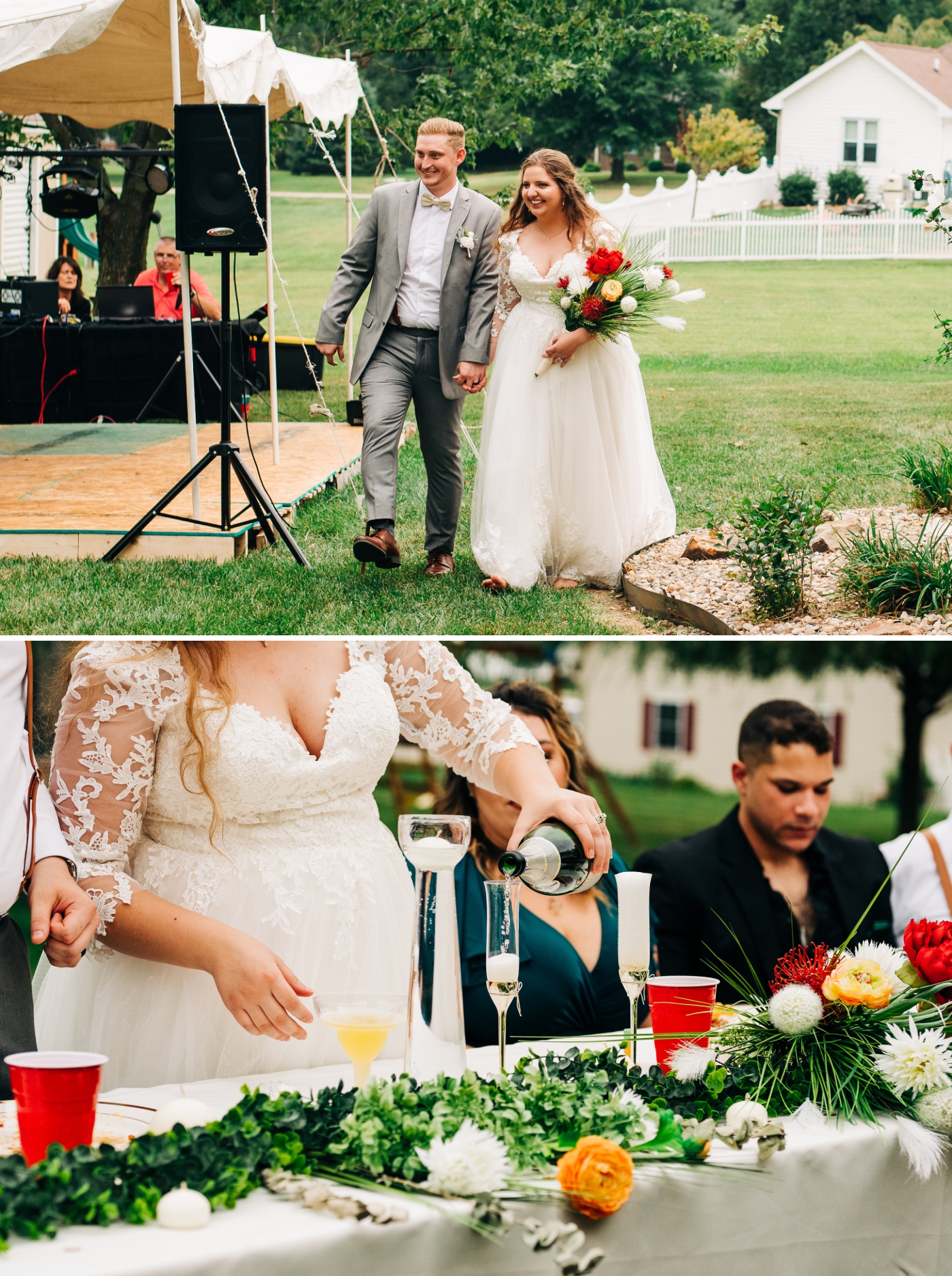 Backyard wedding reception in Washington, Indiana