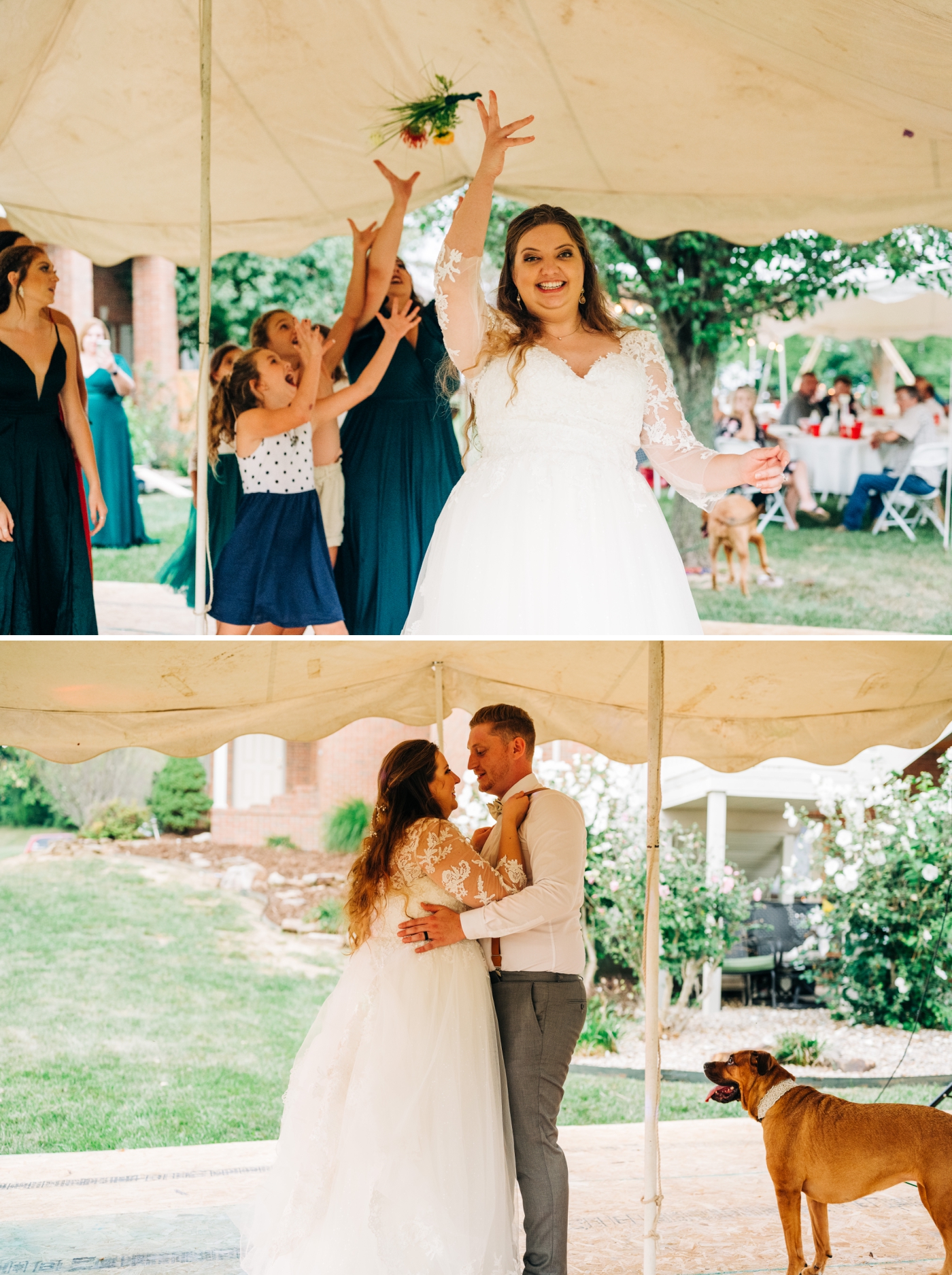 Backyard wedding reception in Washington, Indiana