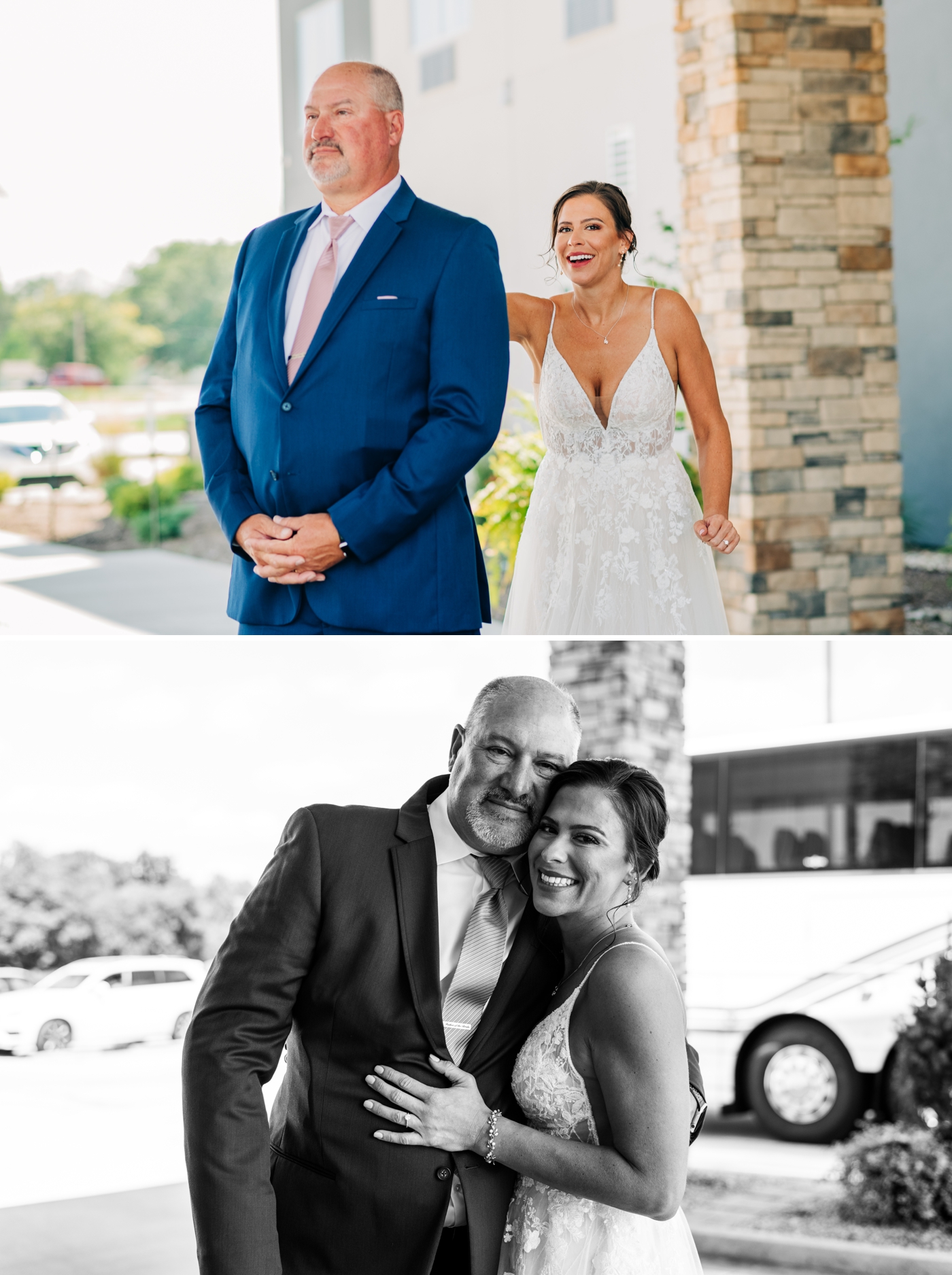 Father Daughter first look Summer wedding in Parkersburg, Illinois