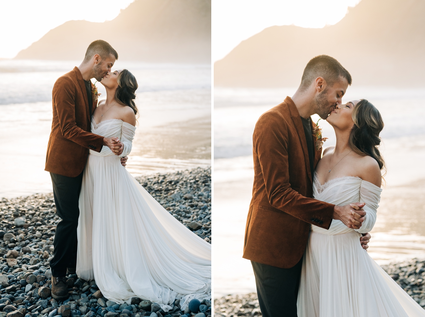 Sunset elopement on Indian Beach in Oregon