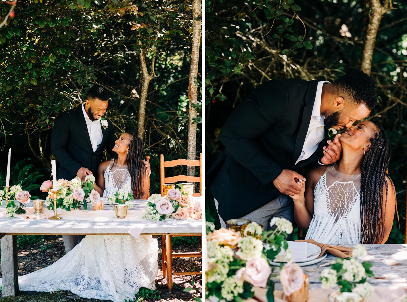 Elopement reception in the forest
