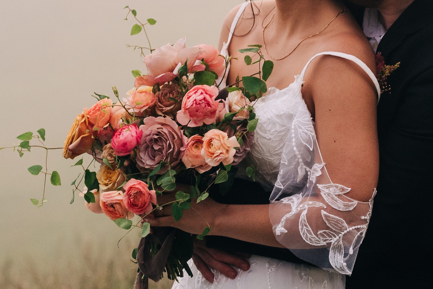 Mauve and blush bridal bouquet by Noble Floral Co. 