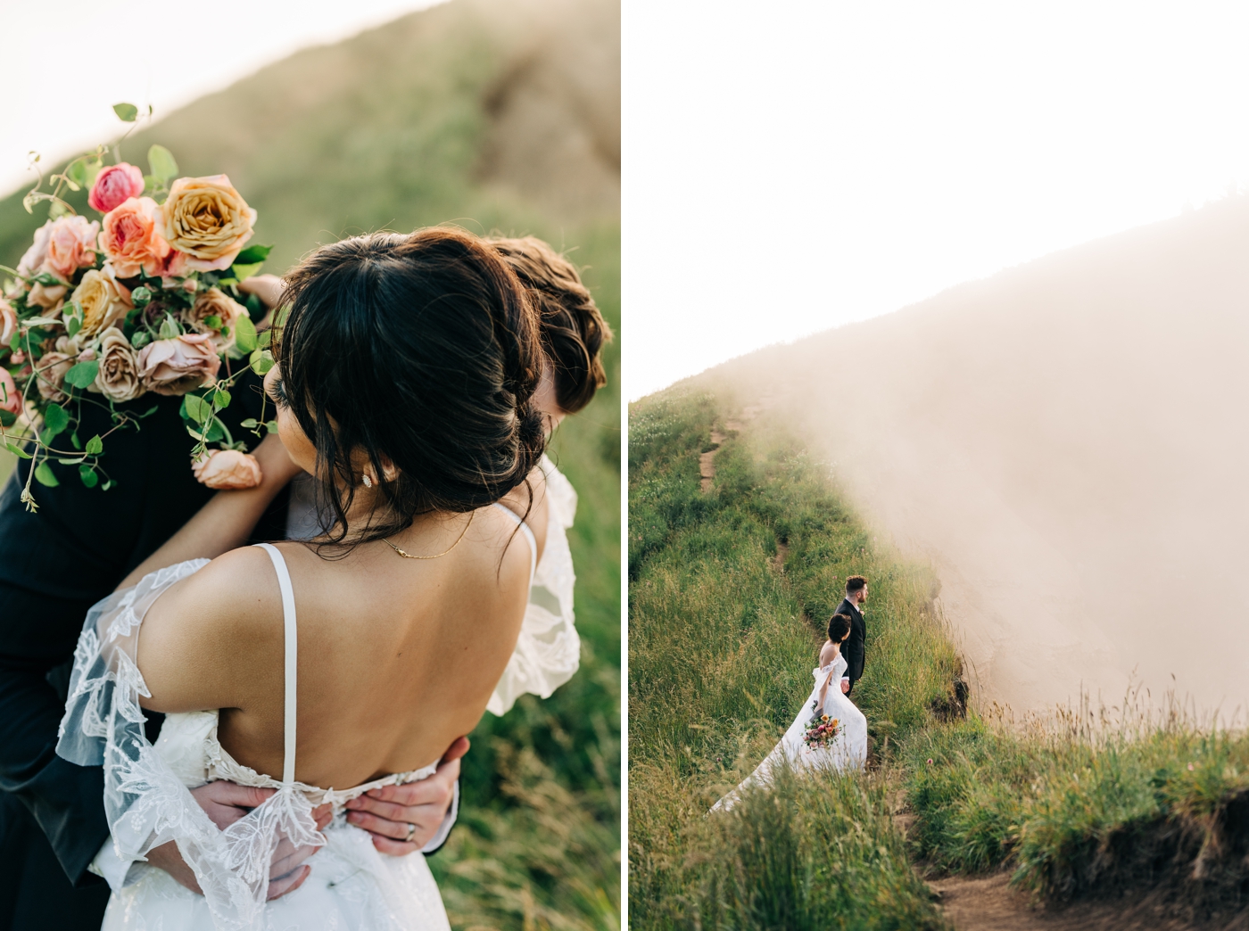 Mauve and blush bridal bouquet by Noble Floral Co. for an adventure elopement