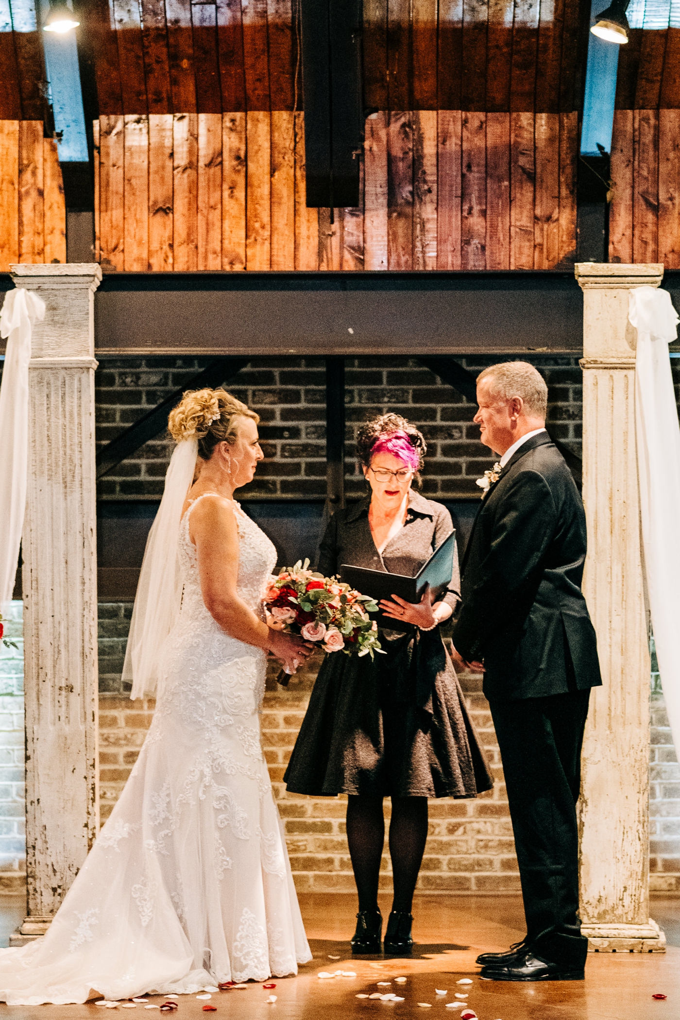 Indoor wedding ceremony at Canal 337