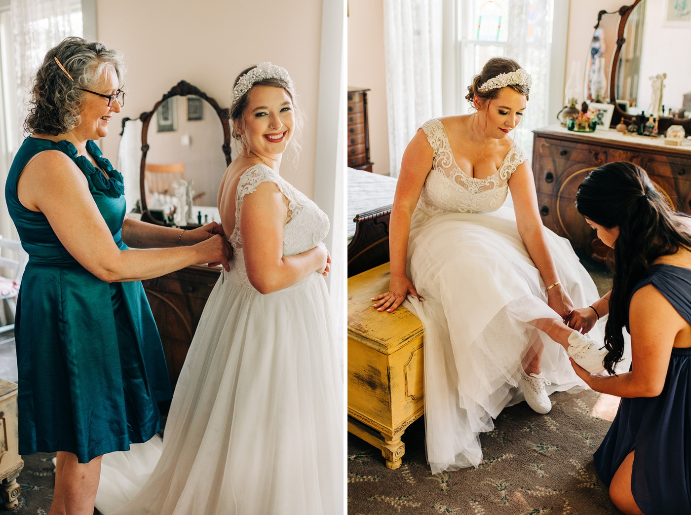 Bride getting ready for elopement