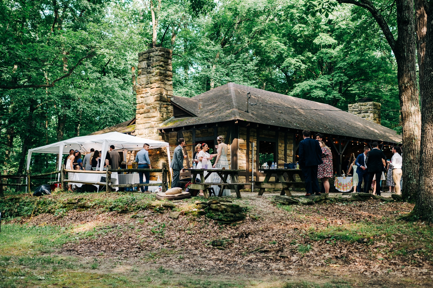 Rustic wedding decor for wedding at Brown County State Park