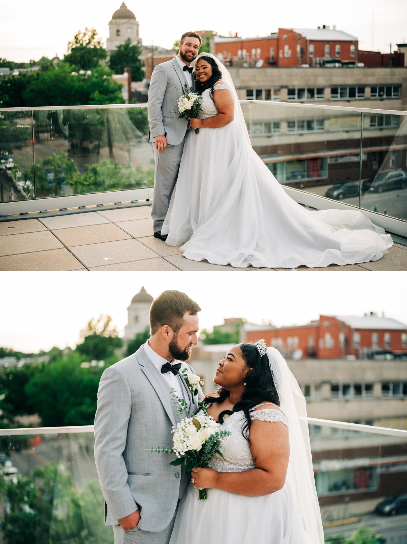 Rooftop photos with bride and groom