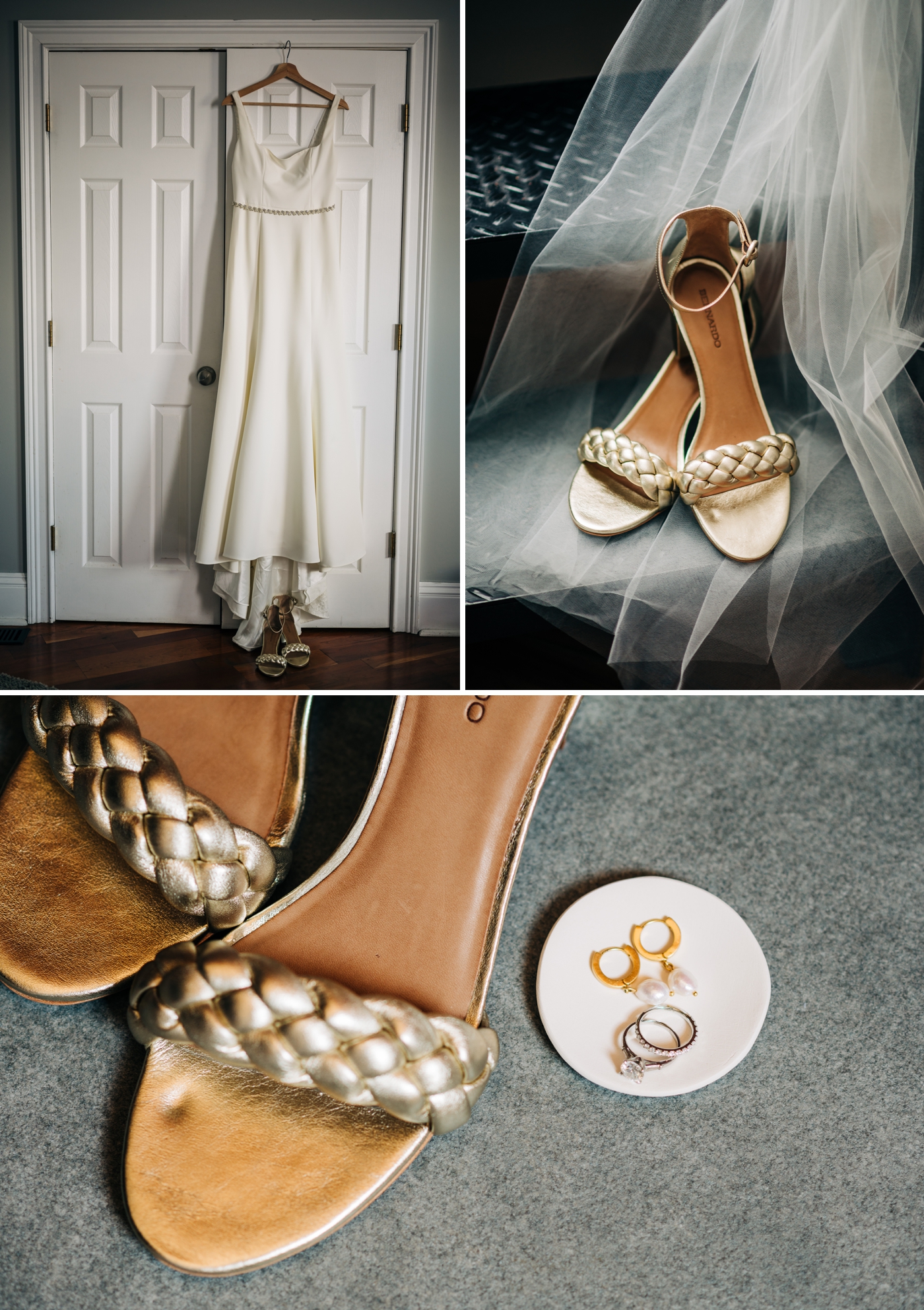 Classic Jenny Yoo Wedding dress with Gold wedding heels