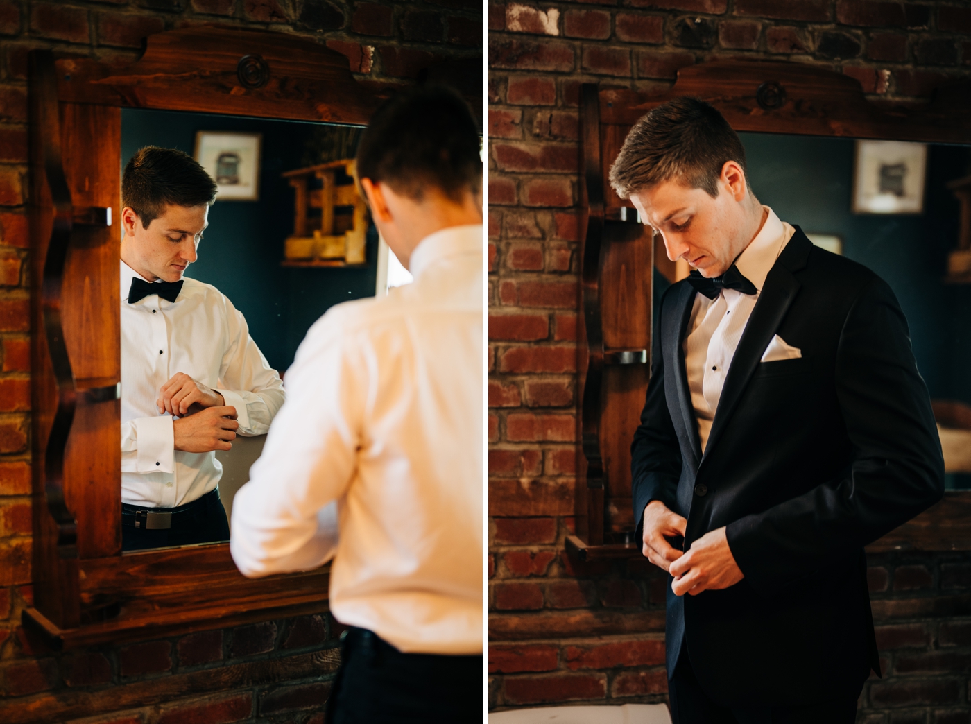 Groom getting ready for wedding in Pittsburg, PA