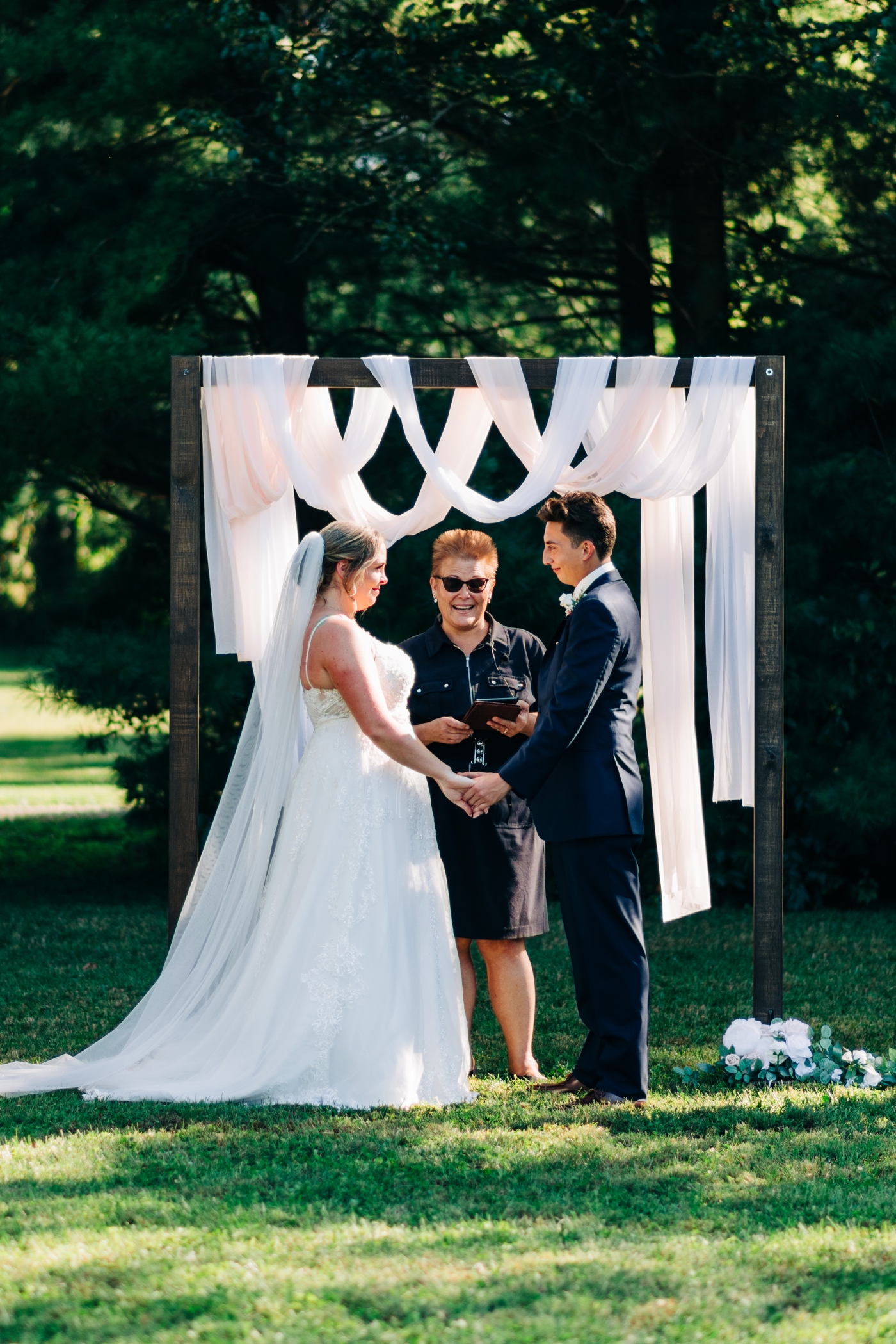 Outdoor backyard wedding ceremony in Greenwood, Indiana