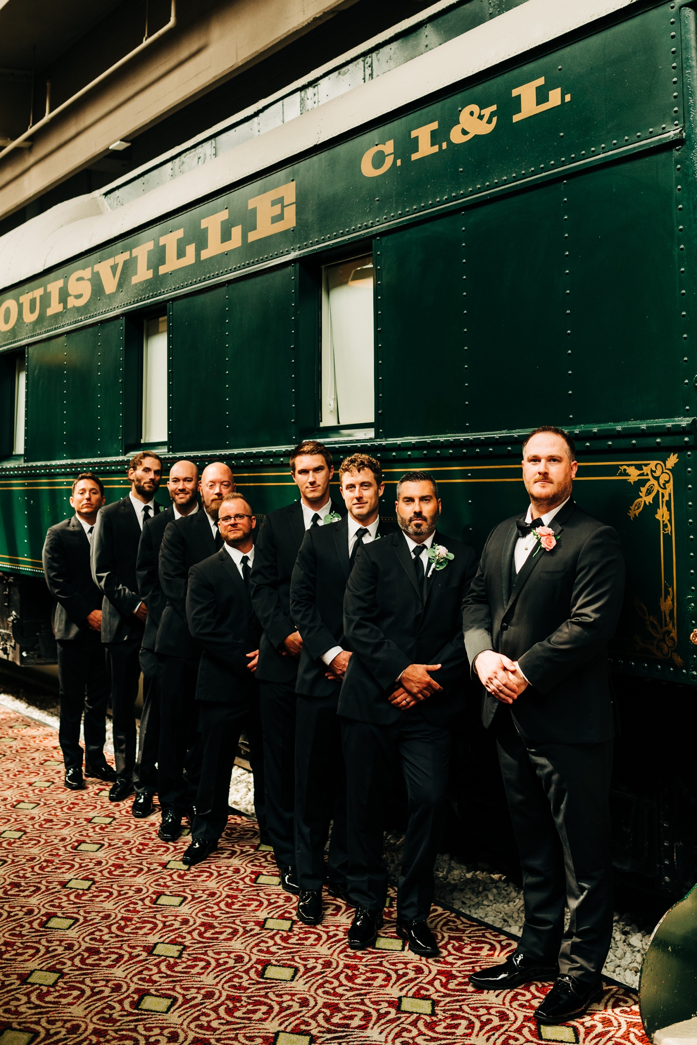 Groomsmen portrait at Union Station in Indiana