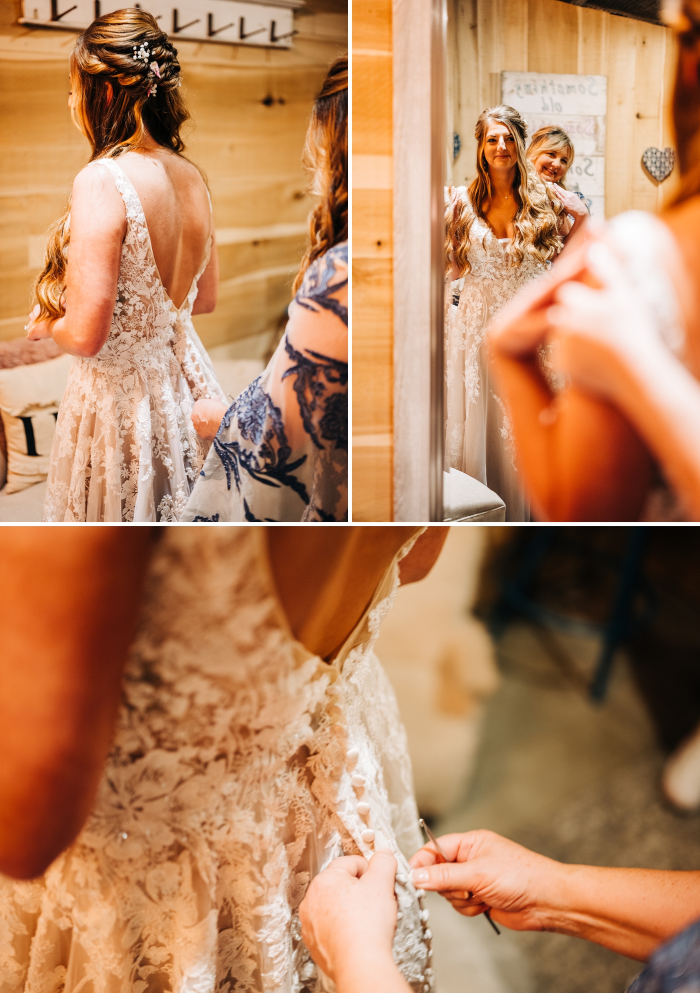 Bride getting ready for wedding at The Barn at Timber Ridge