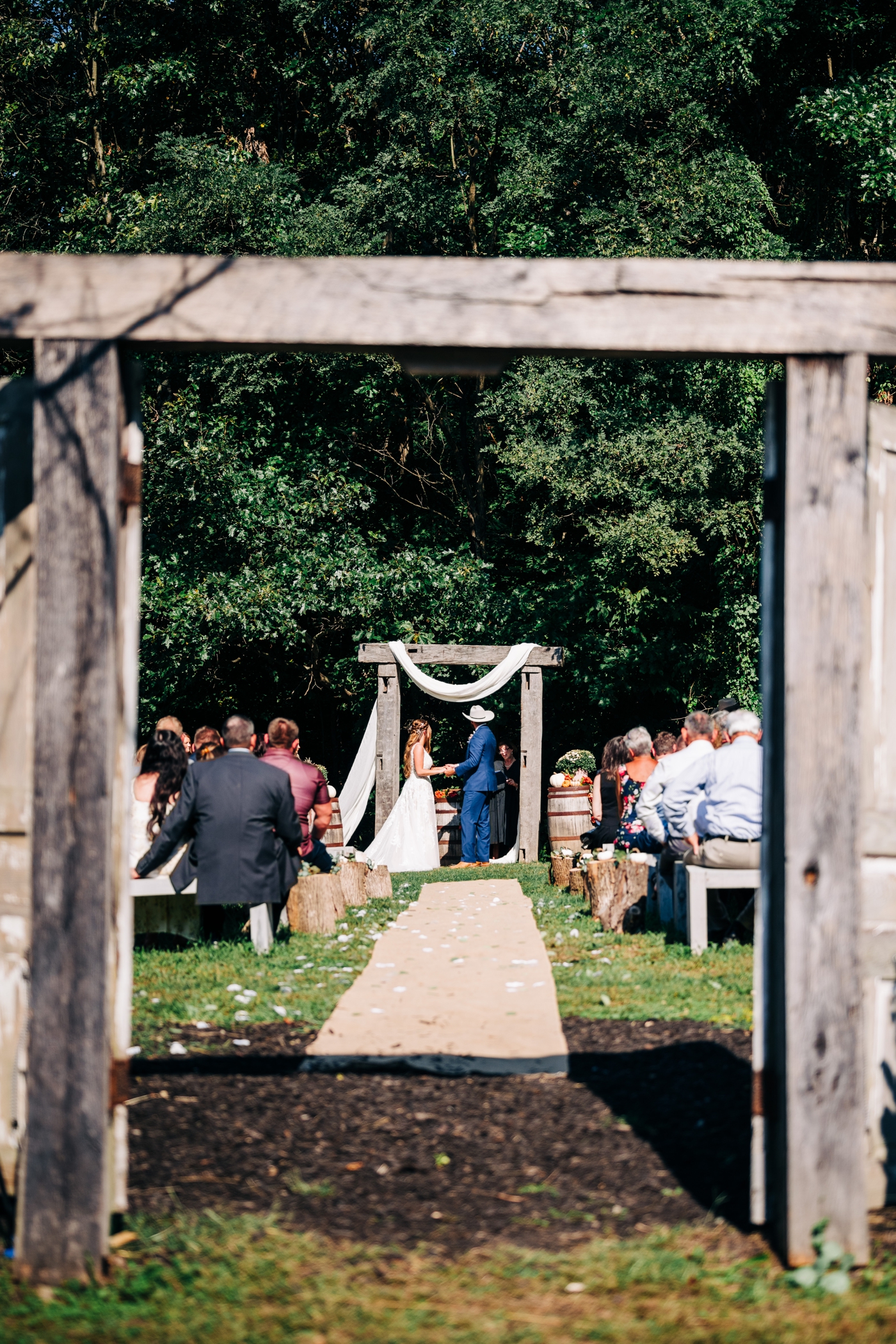 Rustic wedding ceremony at The Barn at Timber Ridge