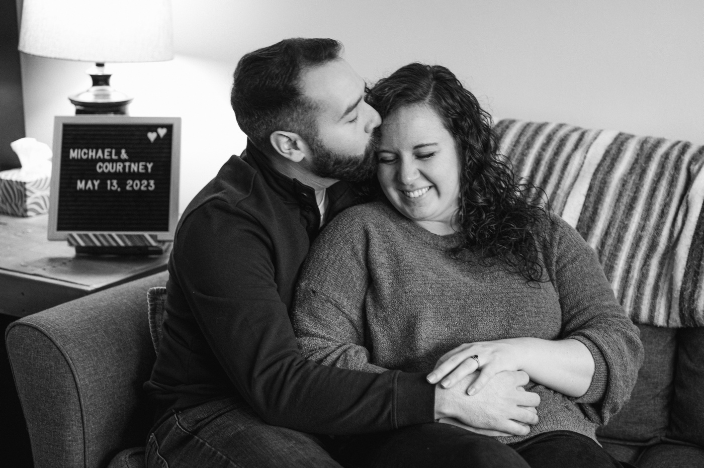 Black and white engagement photos