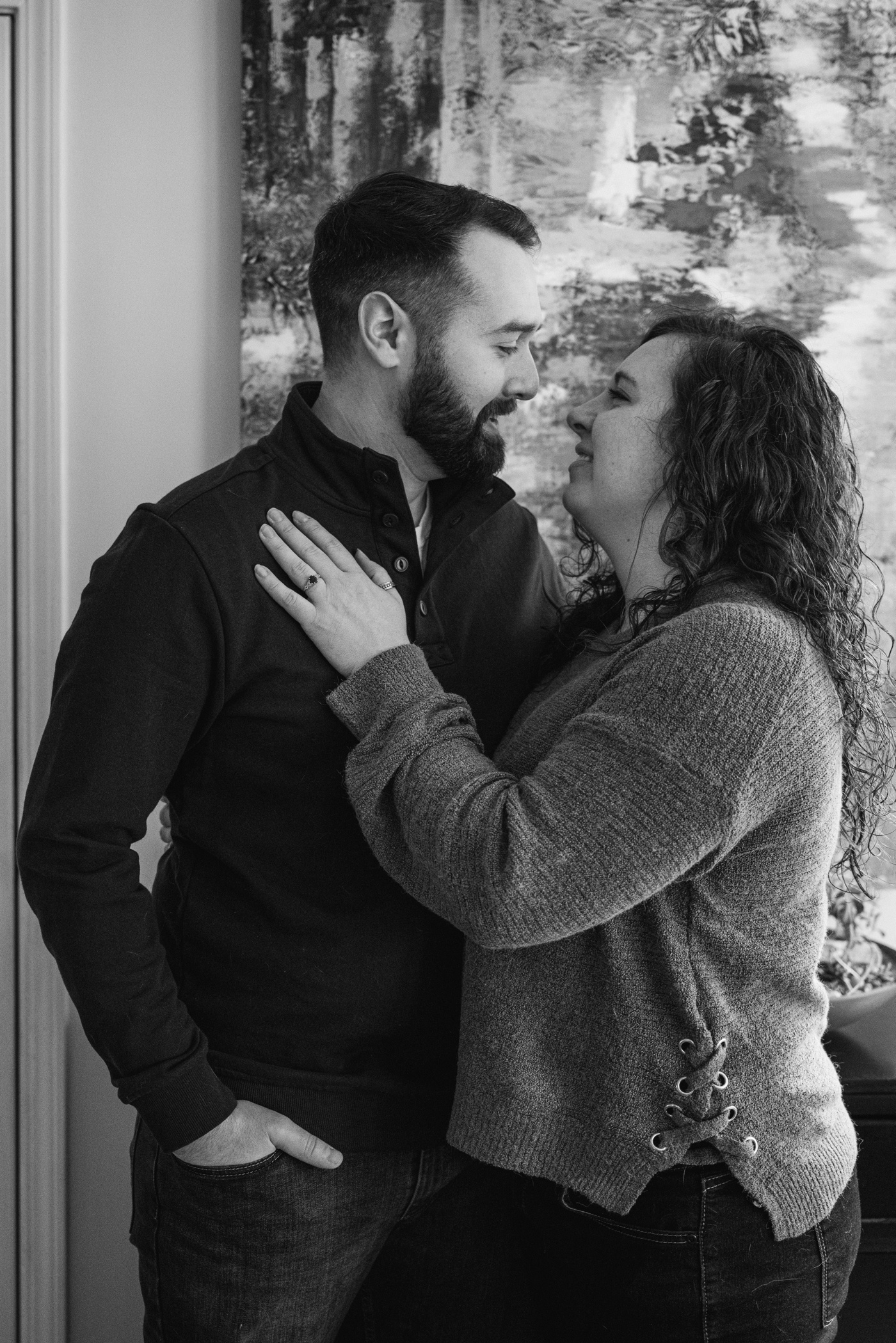 At-home engagement photos