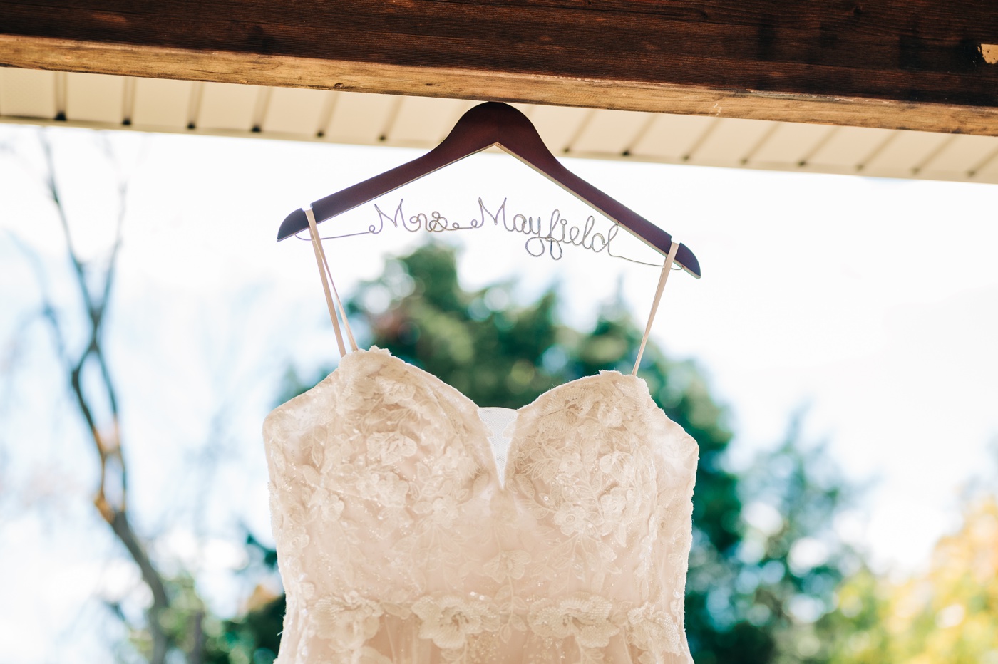 Custom wedding dress hanger