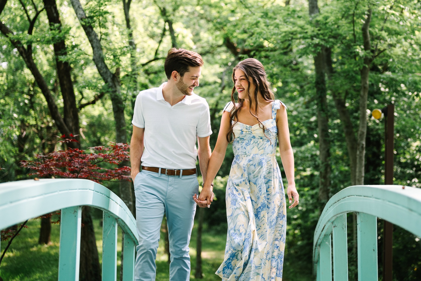 Blue and white engagement session outfits