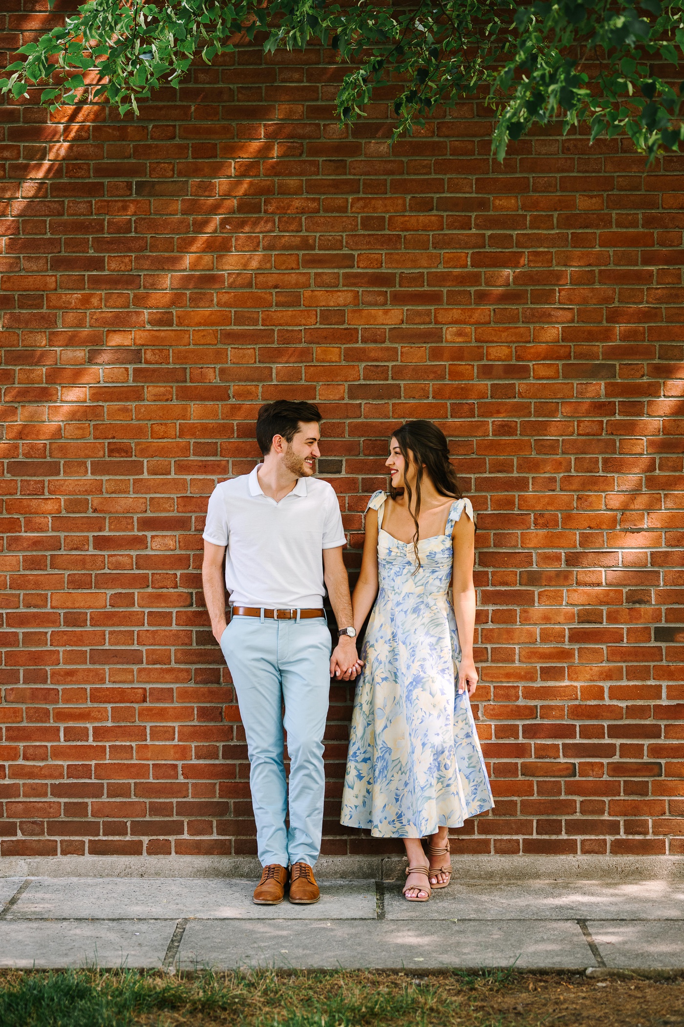 Blue and white engagement session outfits