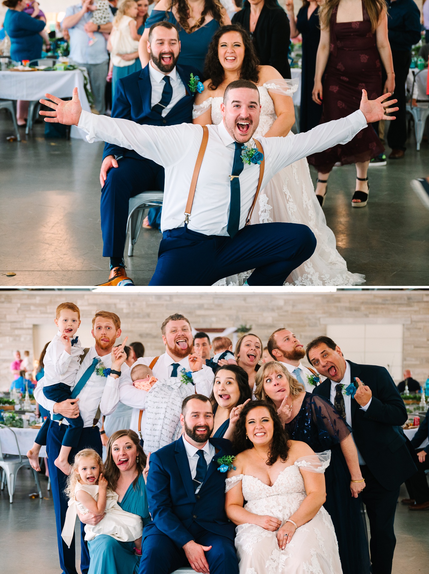 Group photo bomb wedding reception trend