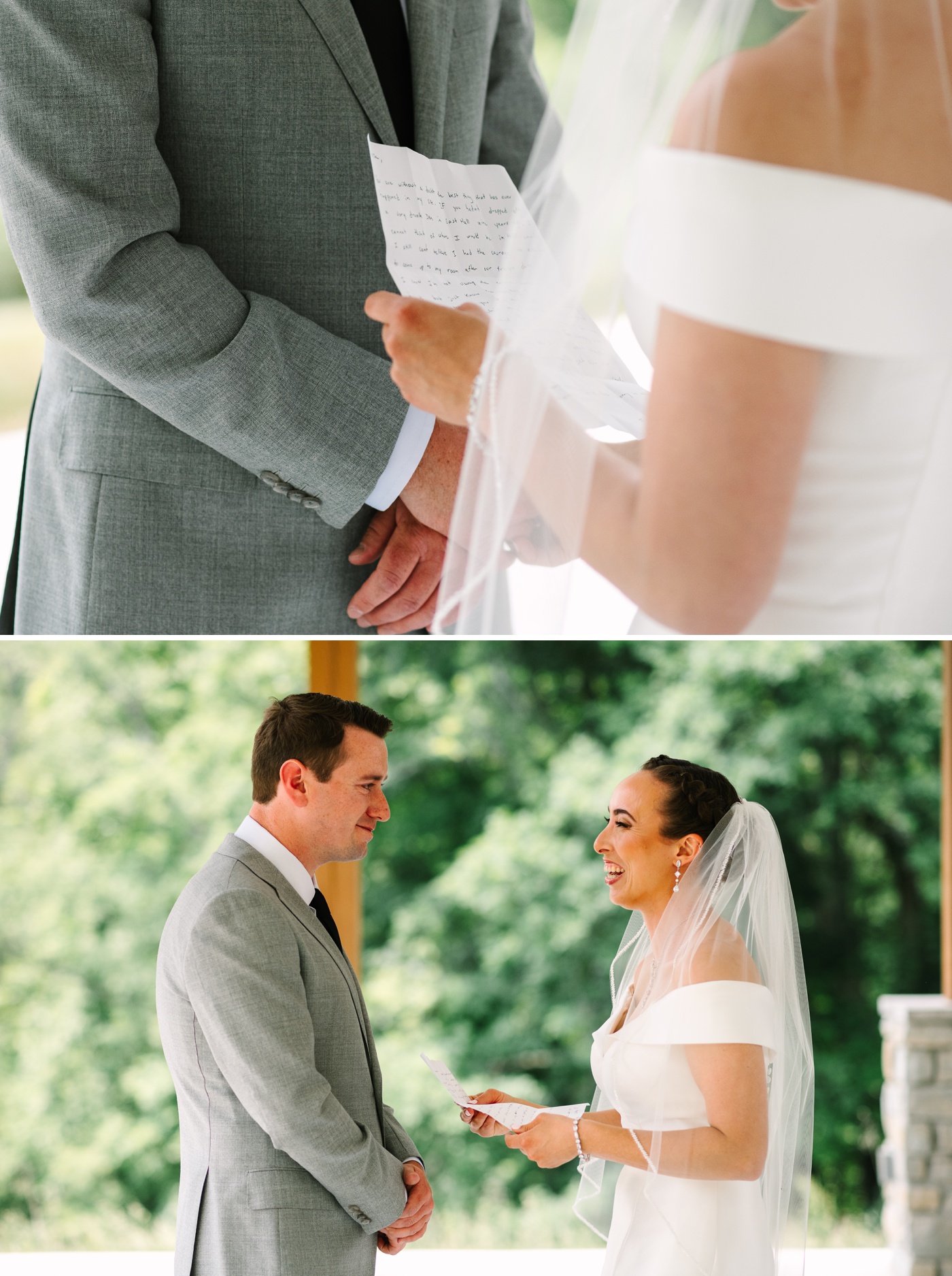 Bride and groom exchanging private wedding vows