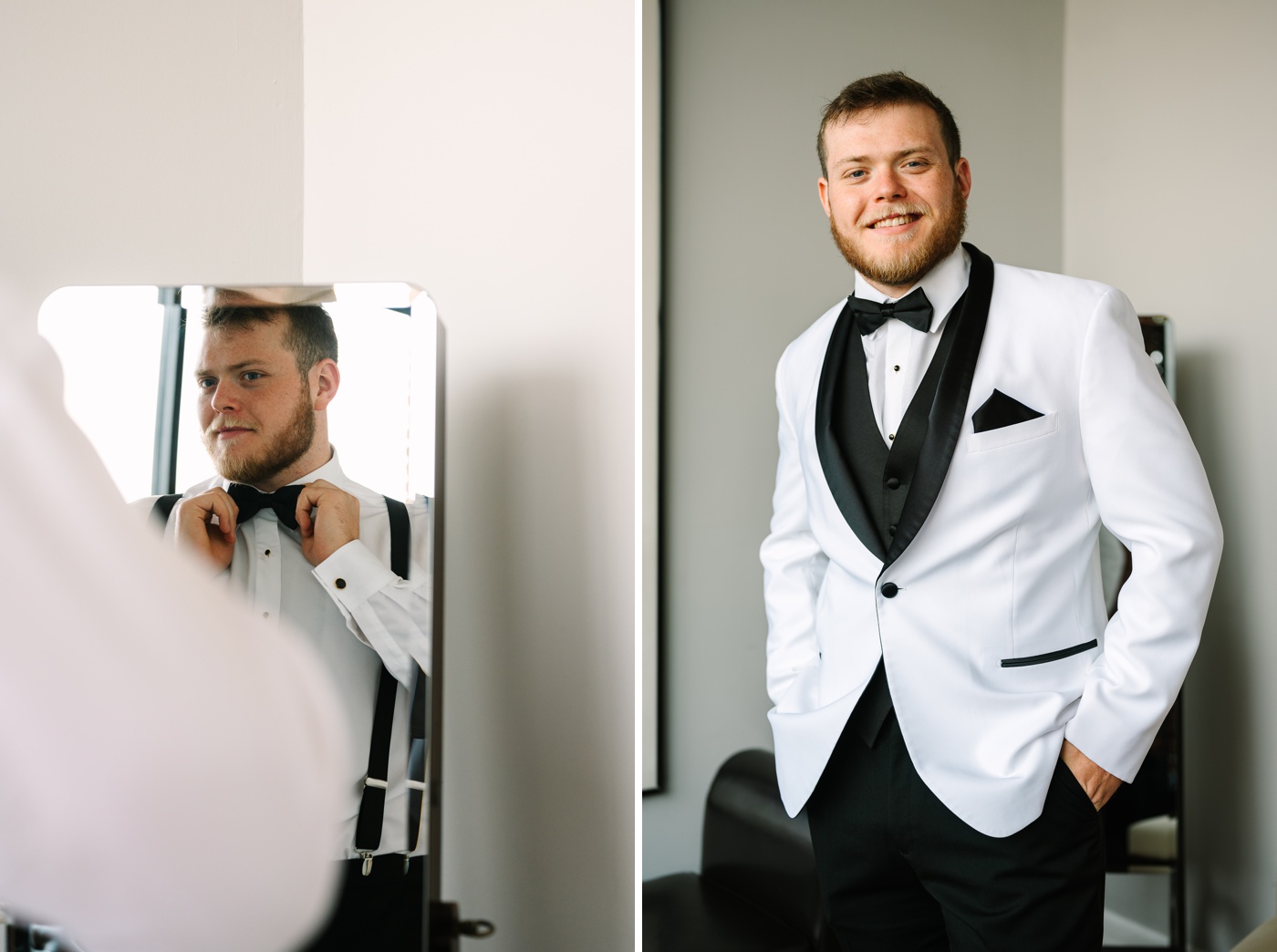 Groom getting ready for his wedding at Biltwell Event Center