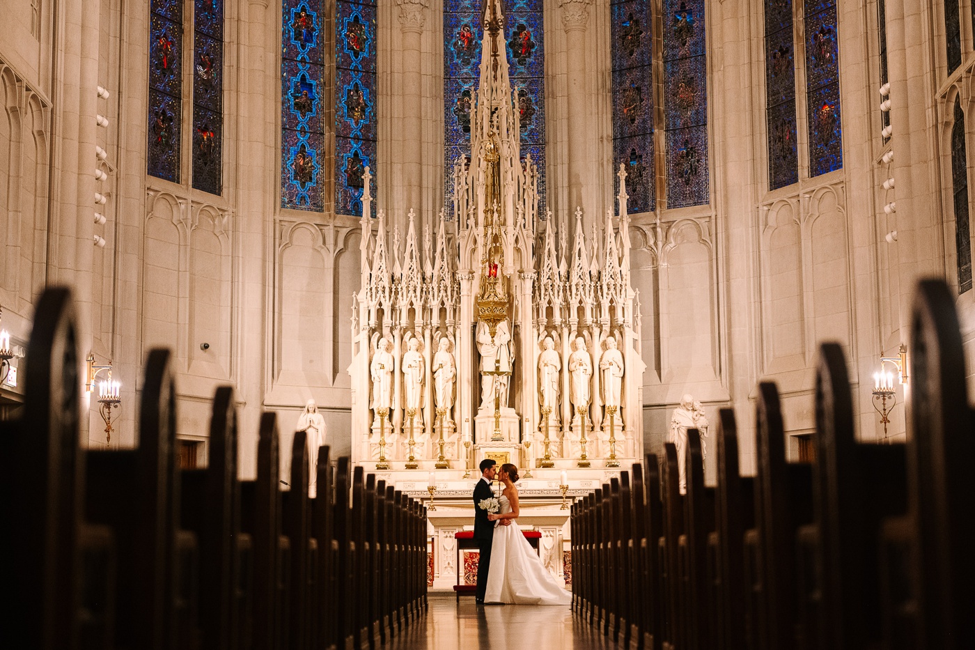 Bridal portraits at St. James Chapel in Chicago, IL