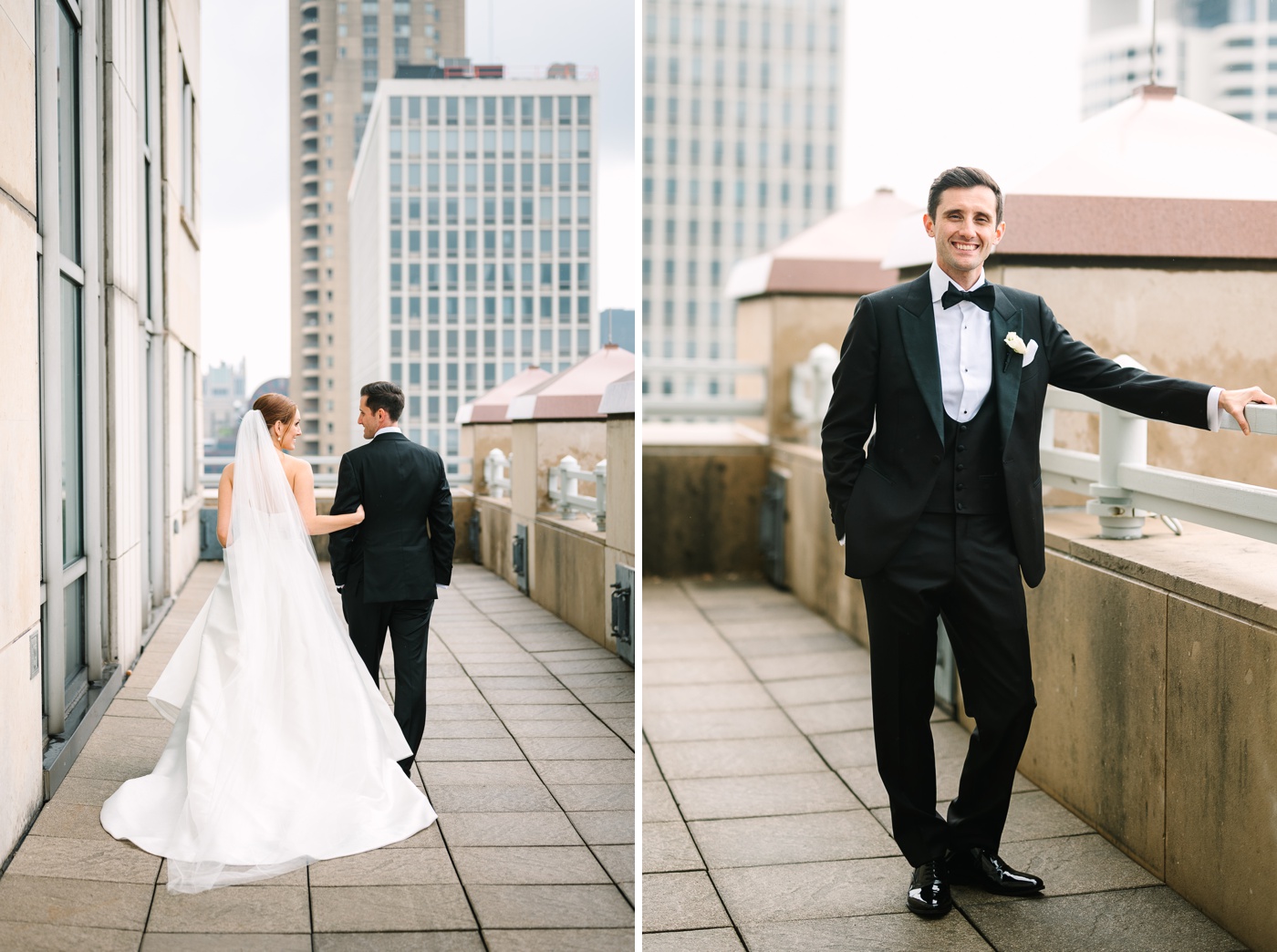 Bridal portraits on the rooftop at the Four Seasons Hotel Chicago