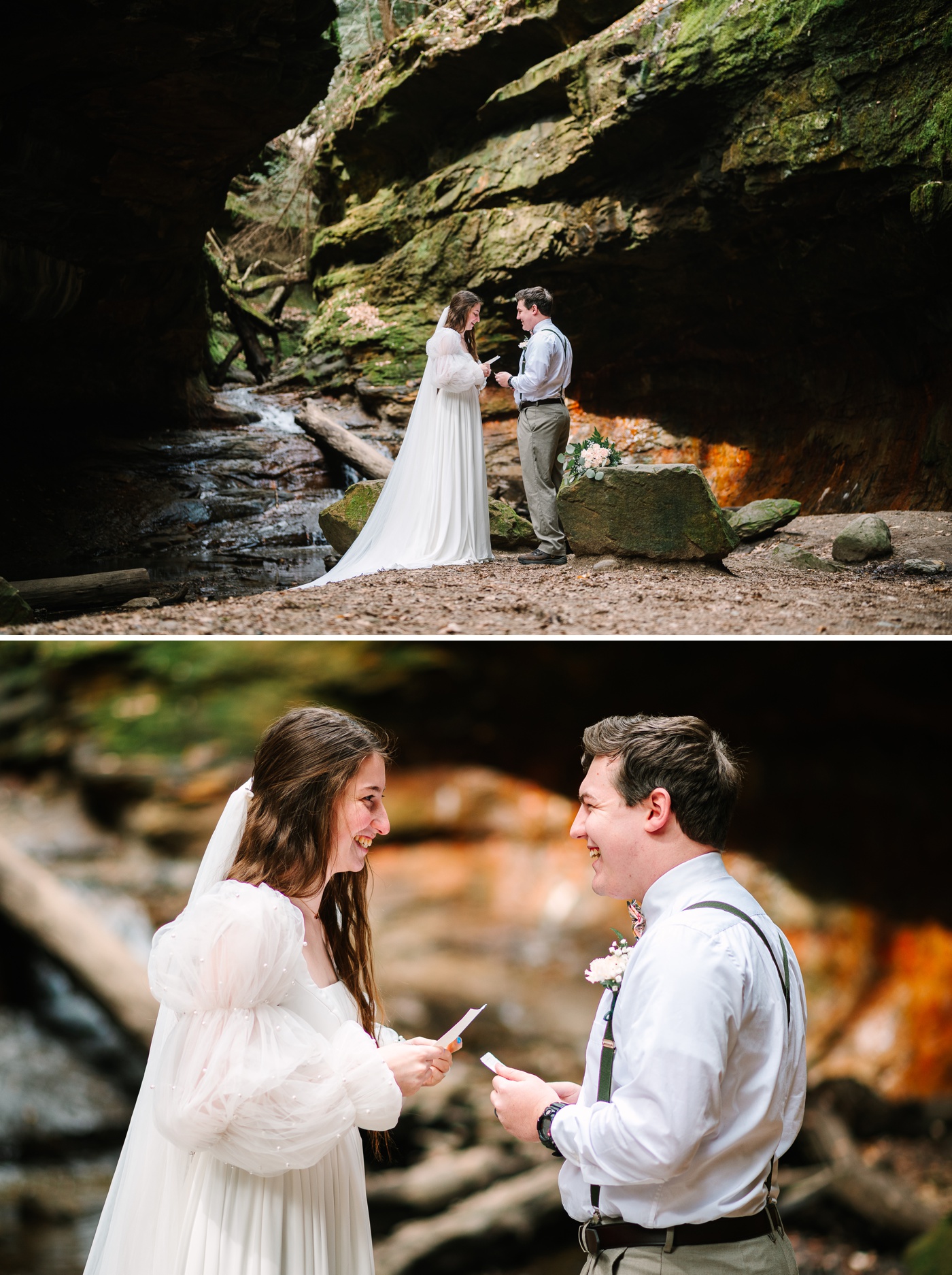 Elopement ceremony at Punch Bowl in Turkey Run State Park