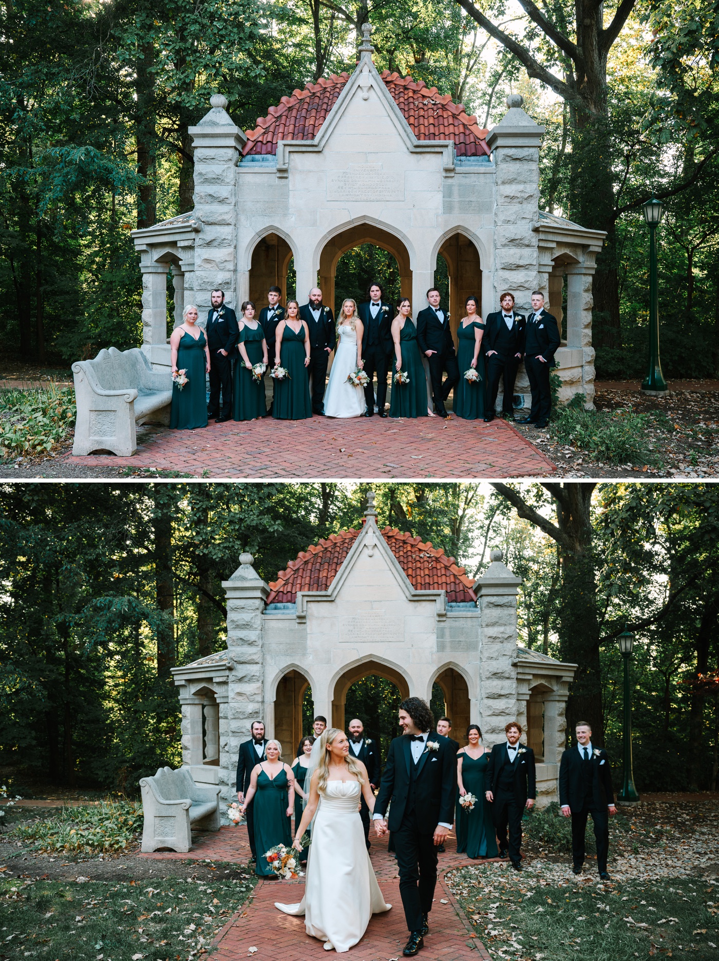 Bridal party portraits on the Indiana University Bloomington campus
