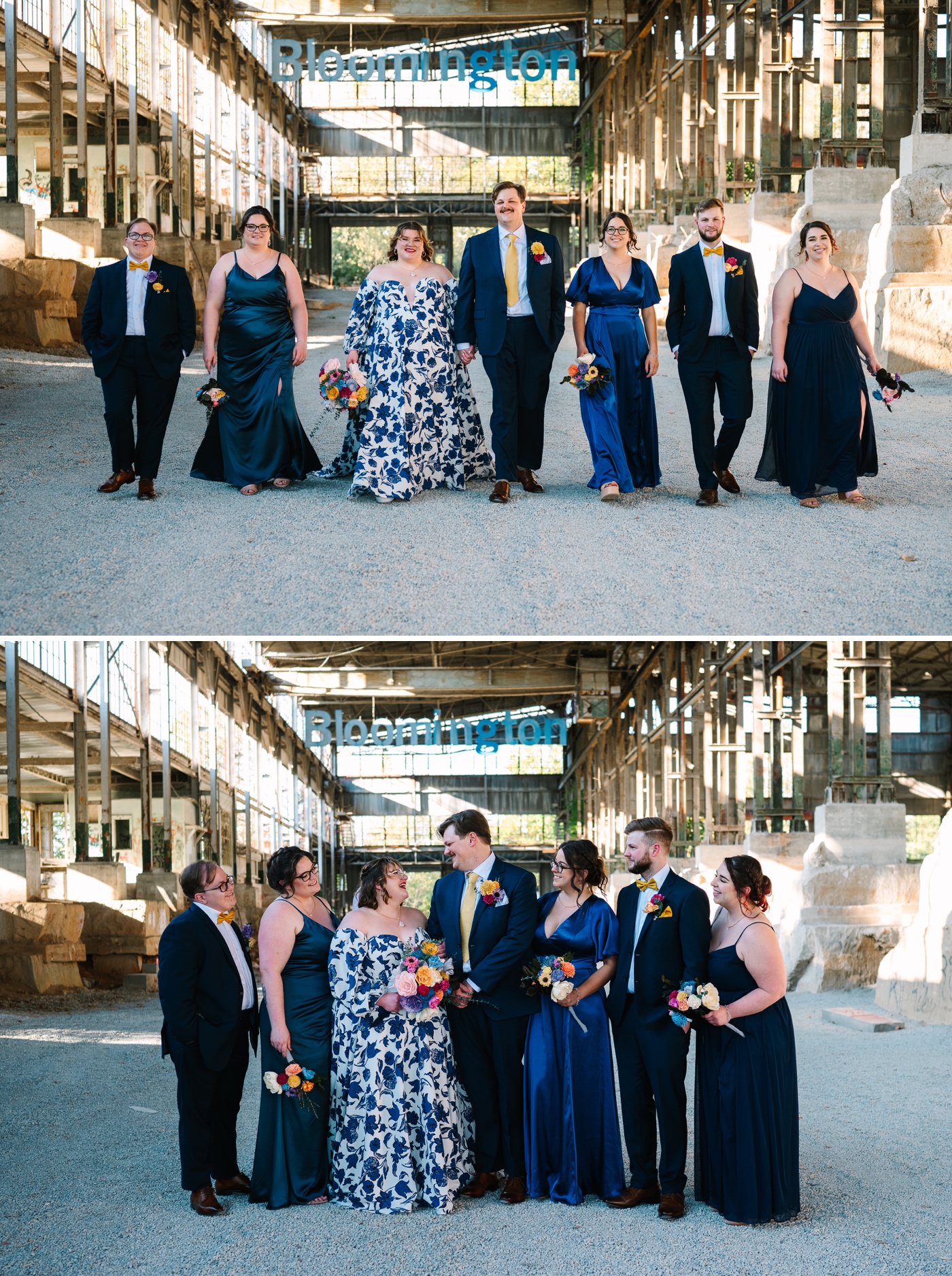 Bridal party portraits at the Woolery Mill