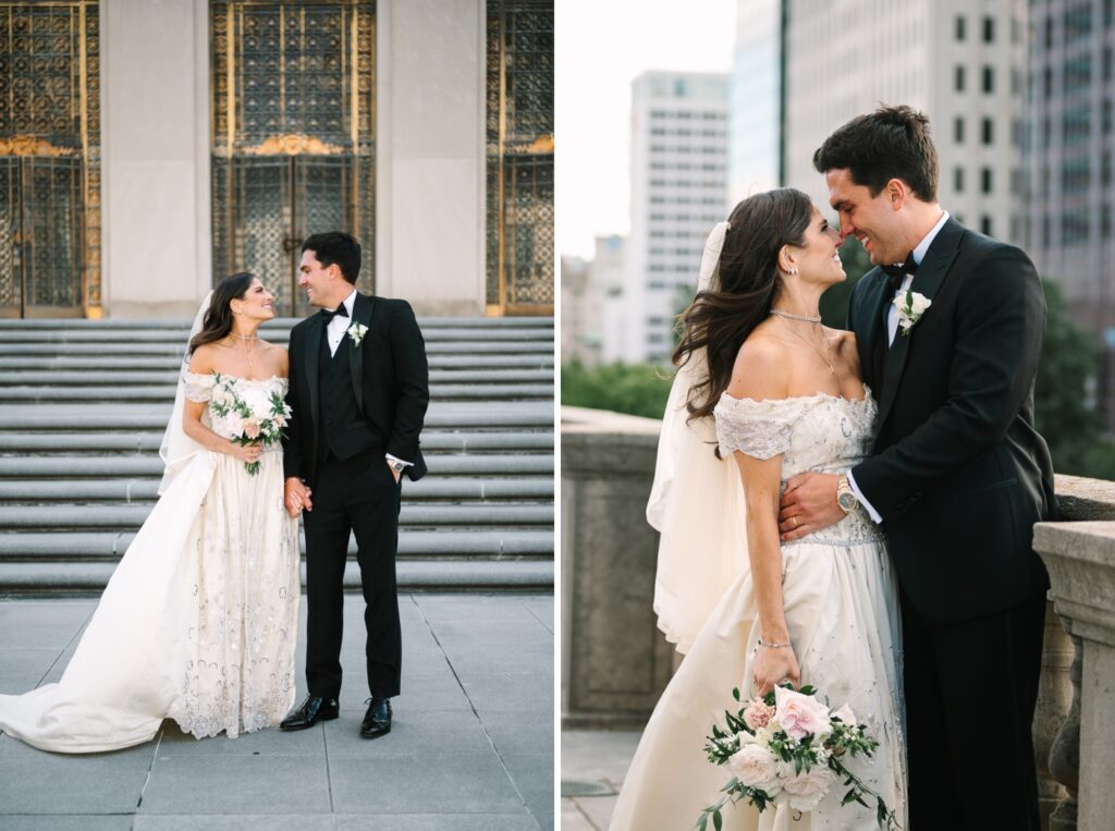 bride and groom portraits in downtown Indianapolis