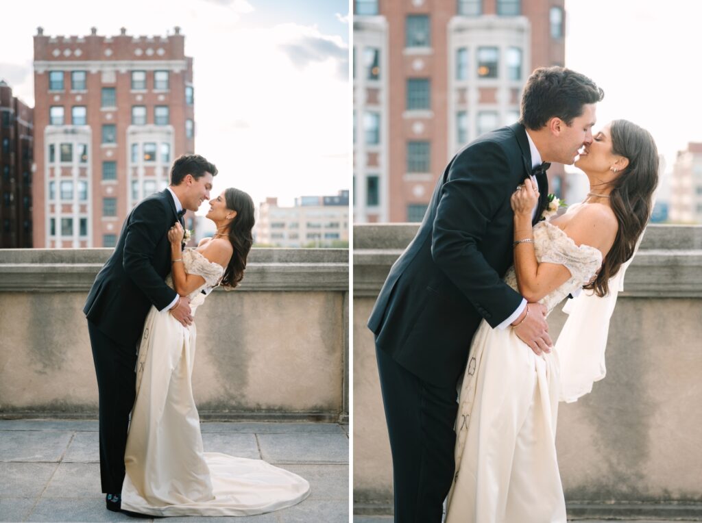 rooftop portraits of bride and groom