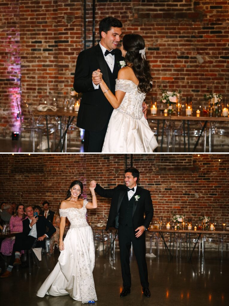 bride and groom first dance at Vision Lofts Events