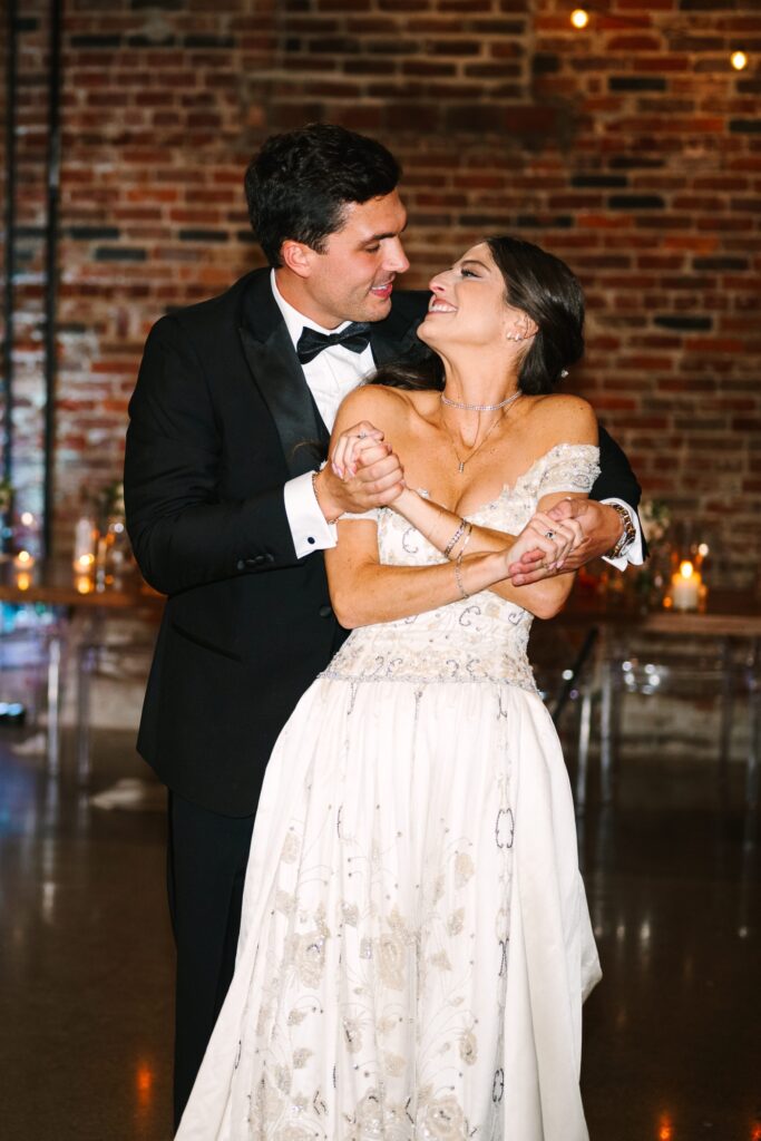 bride and groom first dance at Vision Lofts Events