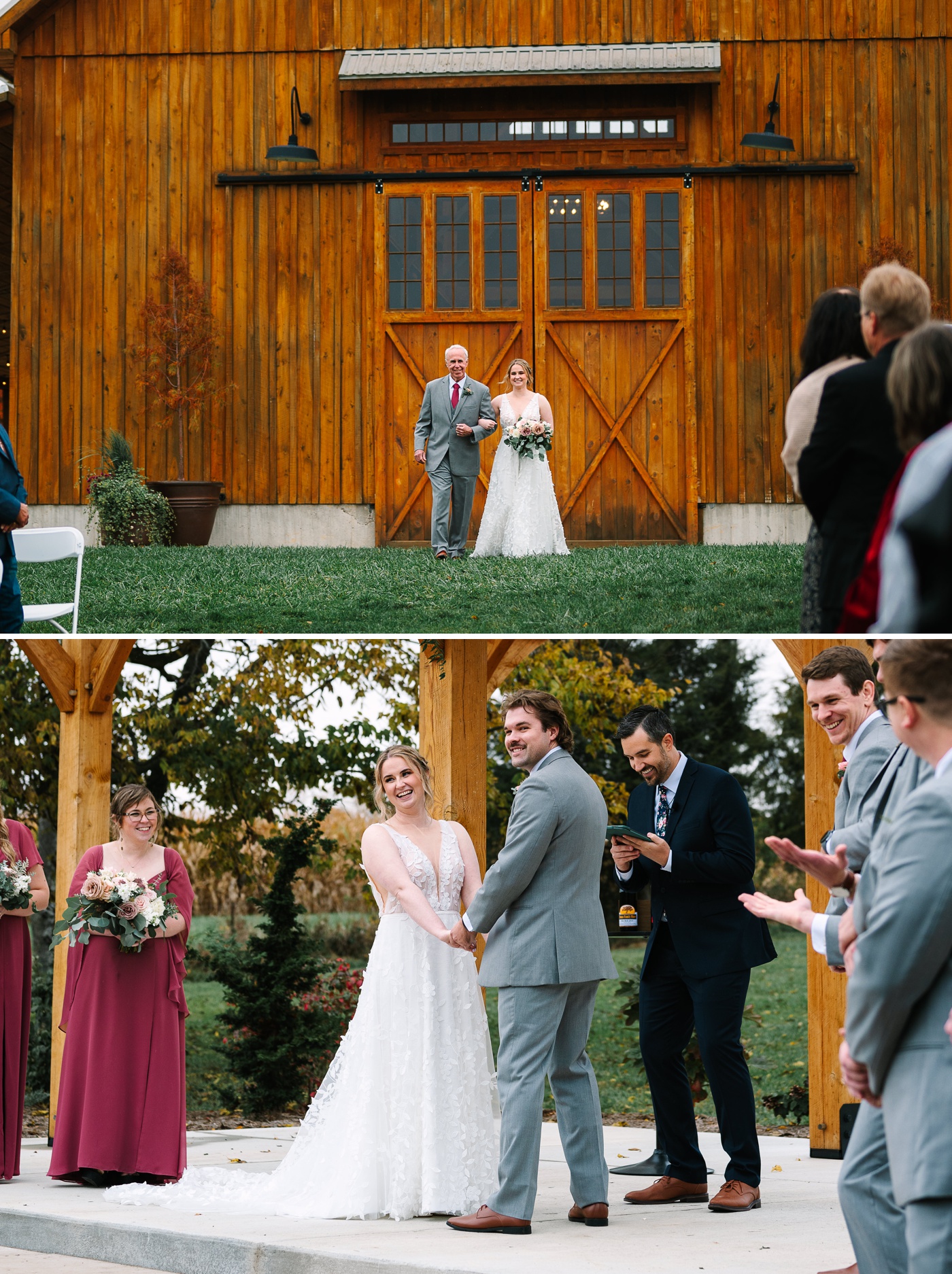 Fall outdoor wedding ceremony at Whippoorwill Hill