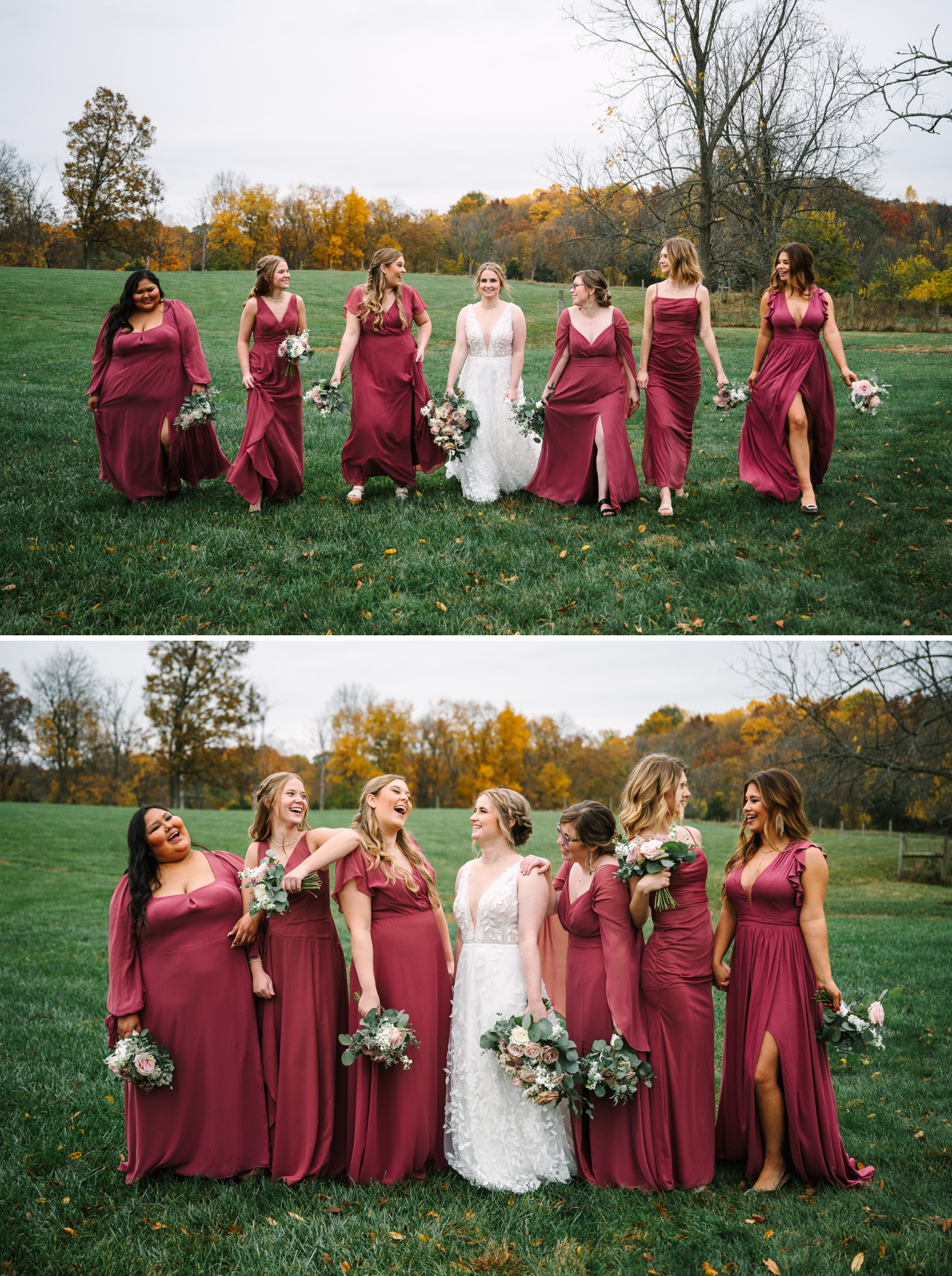 Bridal party portraits at Whippoorwill Hill