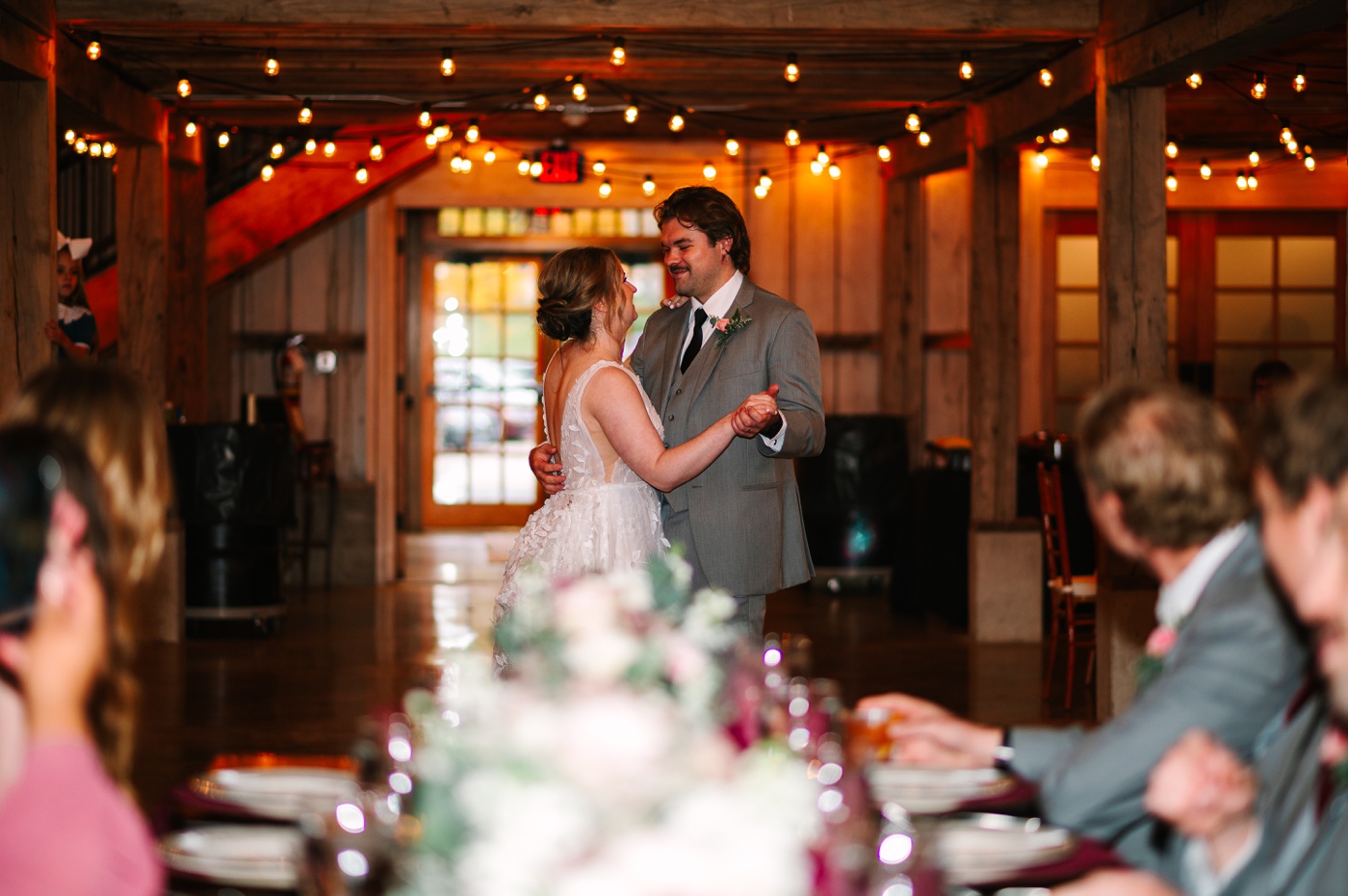 Wedding reception in The Russell Barn at Whippoorwill Hill