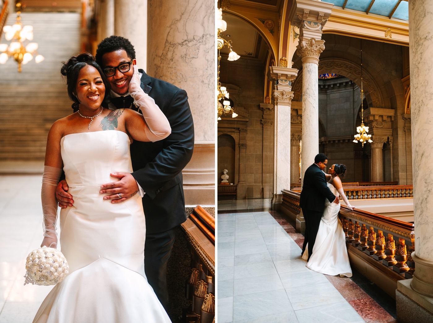 Bridal portraits at the Indiana Statehouse