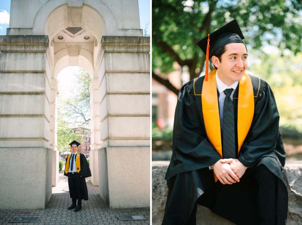 college graduate in cap and gown at Purdue University 