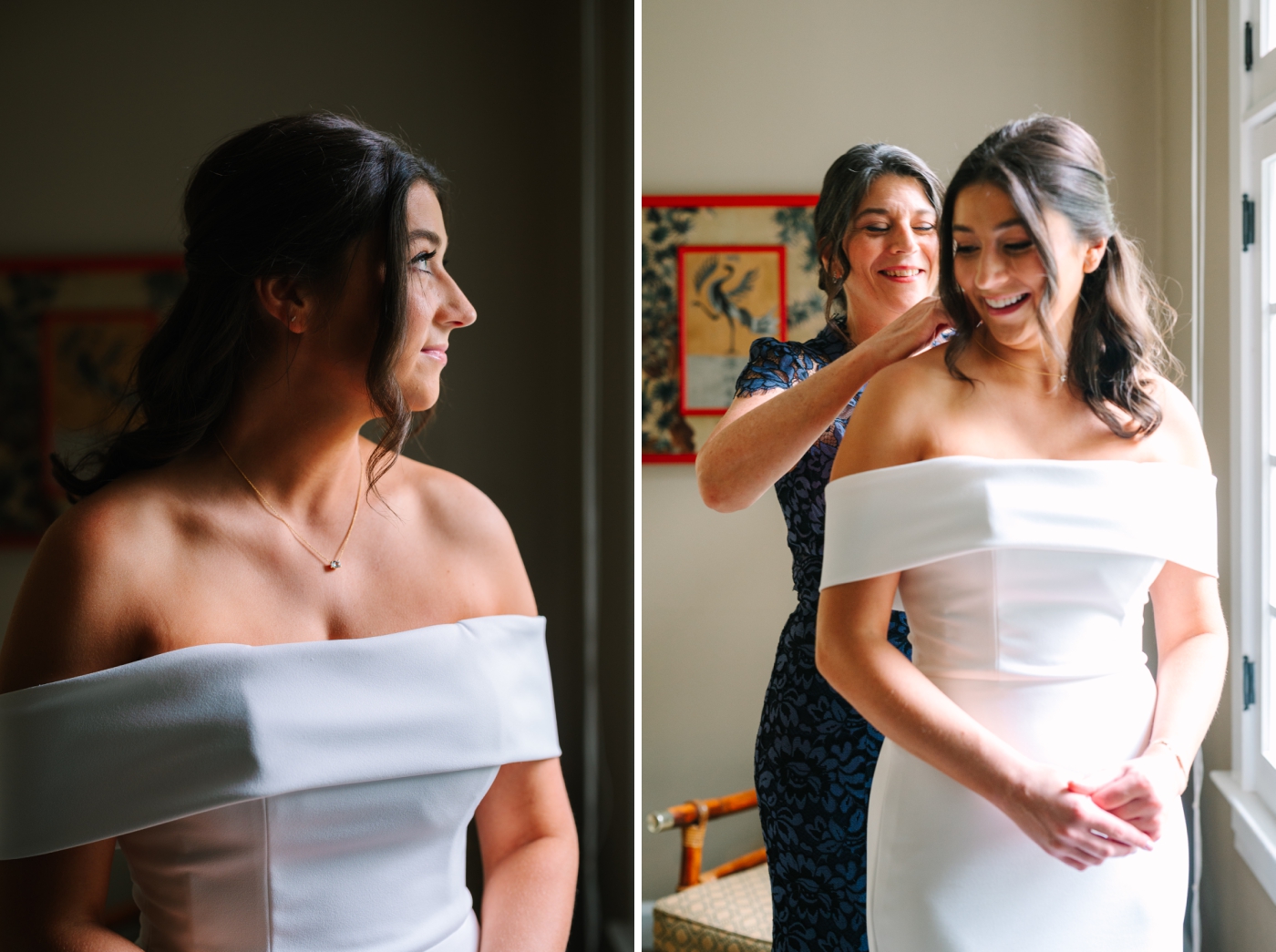 A bride getting ready for her wedding ceremony at the Bluffs at Conner Prairie