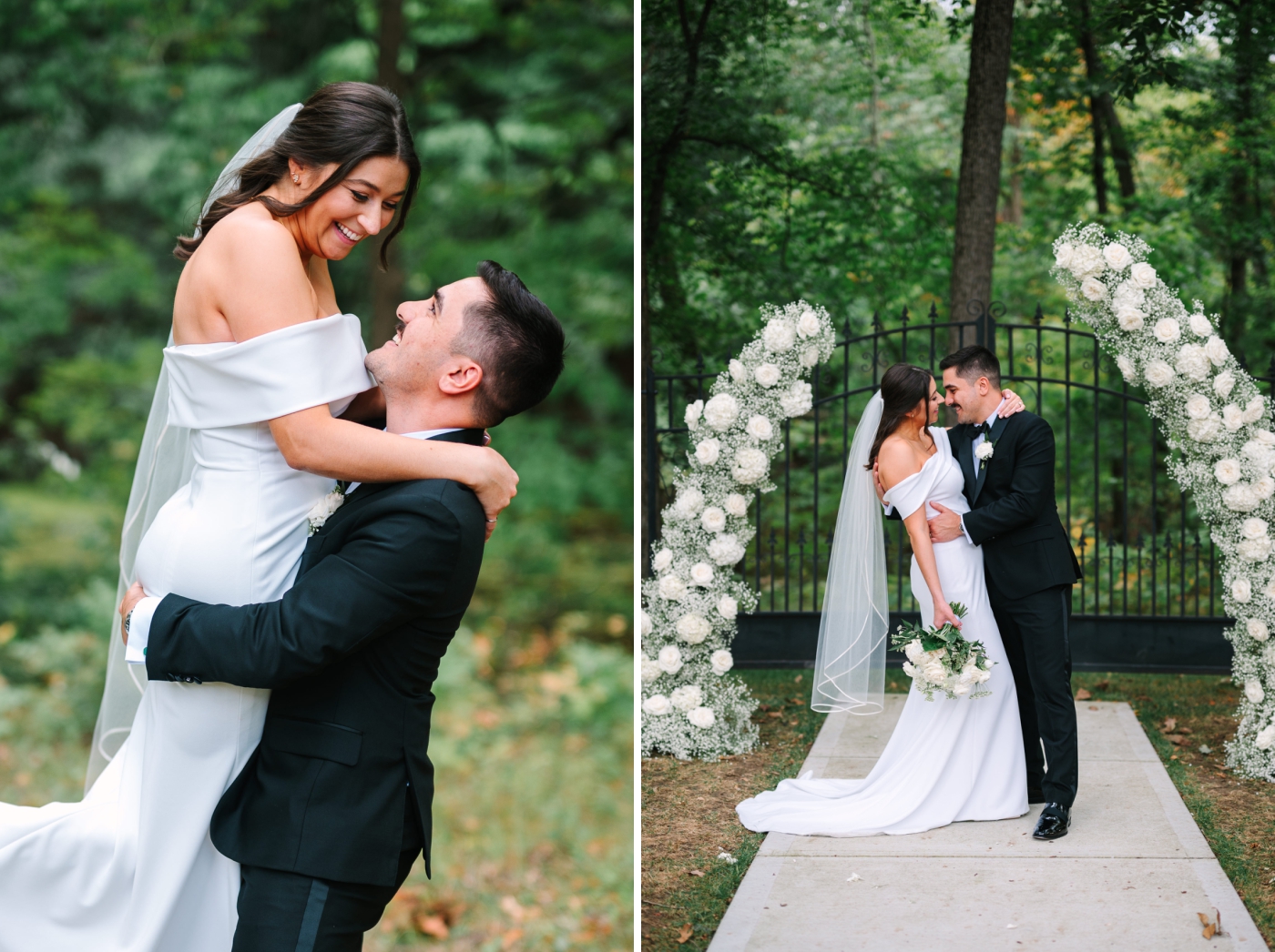 Portraits of a bride and groom at The Bluffs at Conner Prairie