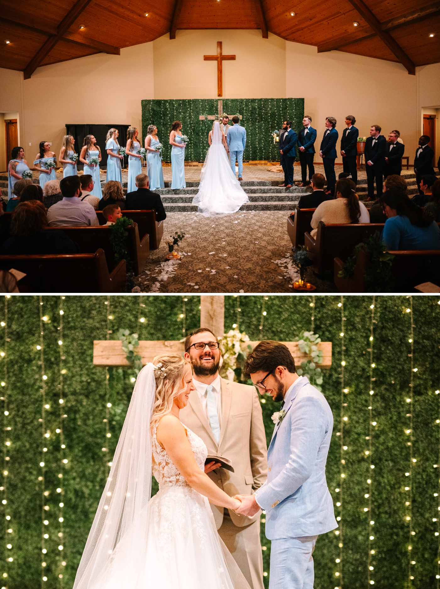 Wedding ceremony at a church in Columbus,  Indiana