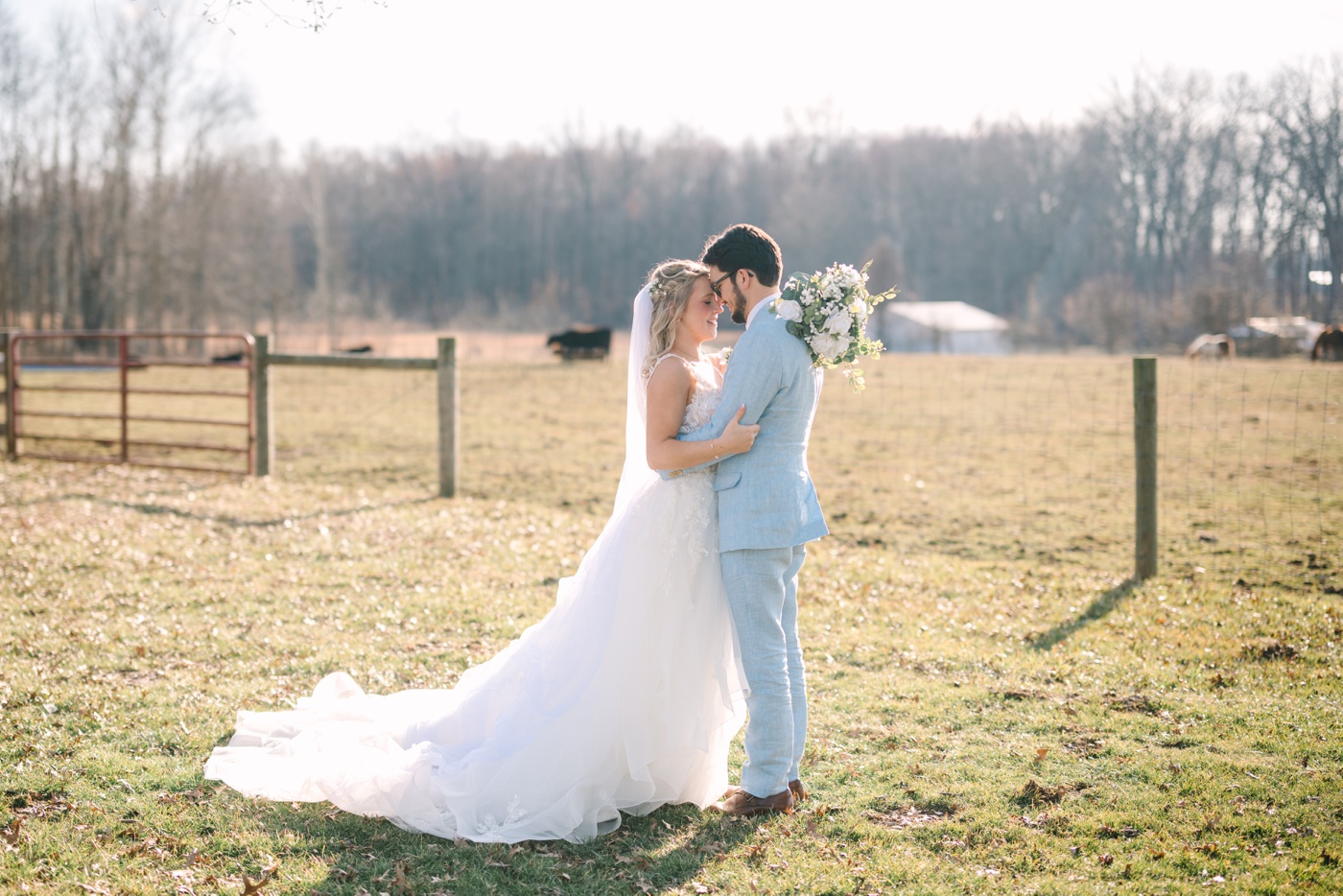 Bridal portraits at a farm in Columbus, Indiana