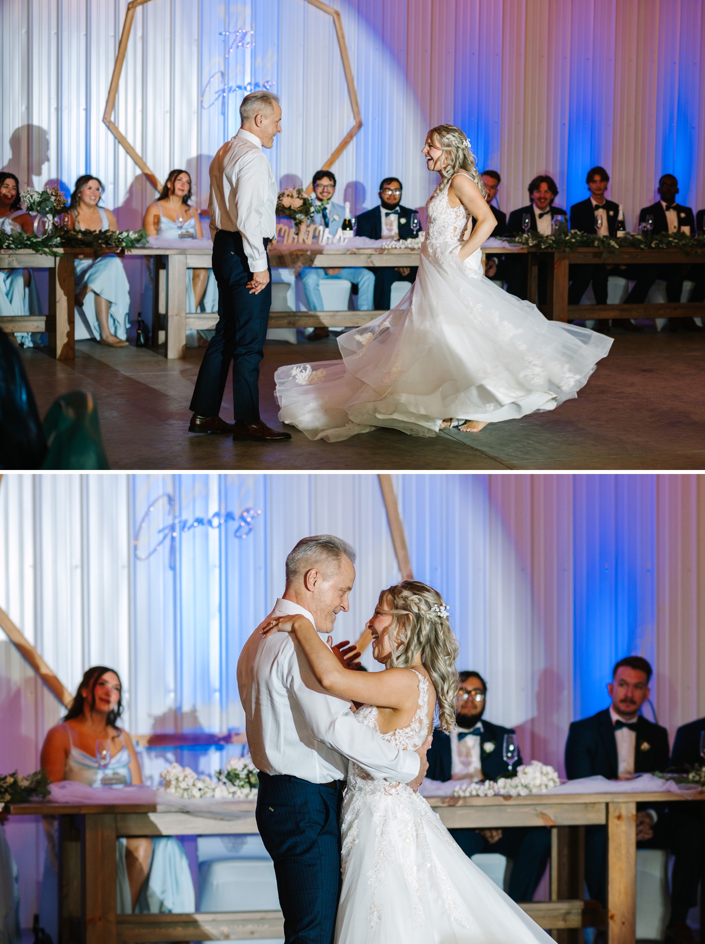 Wedding reception in a private barn in Columbus, Indiana