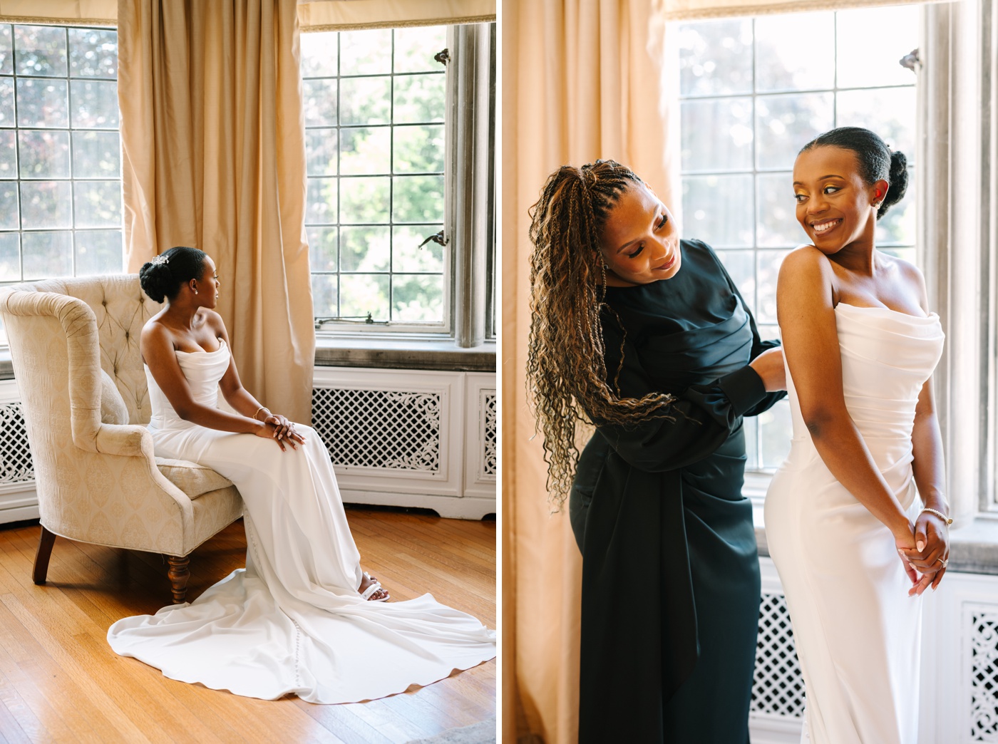 Bride getting ready for her wedding at Laurel Hall