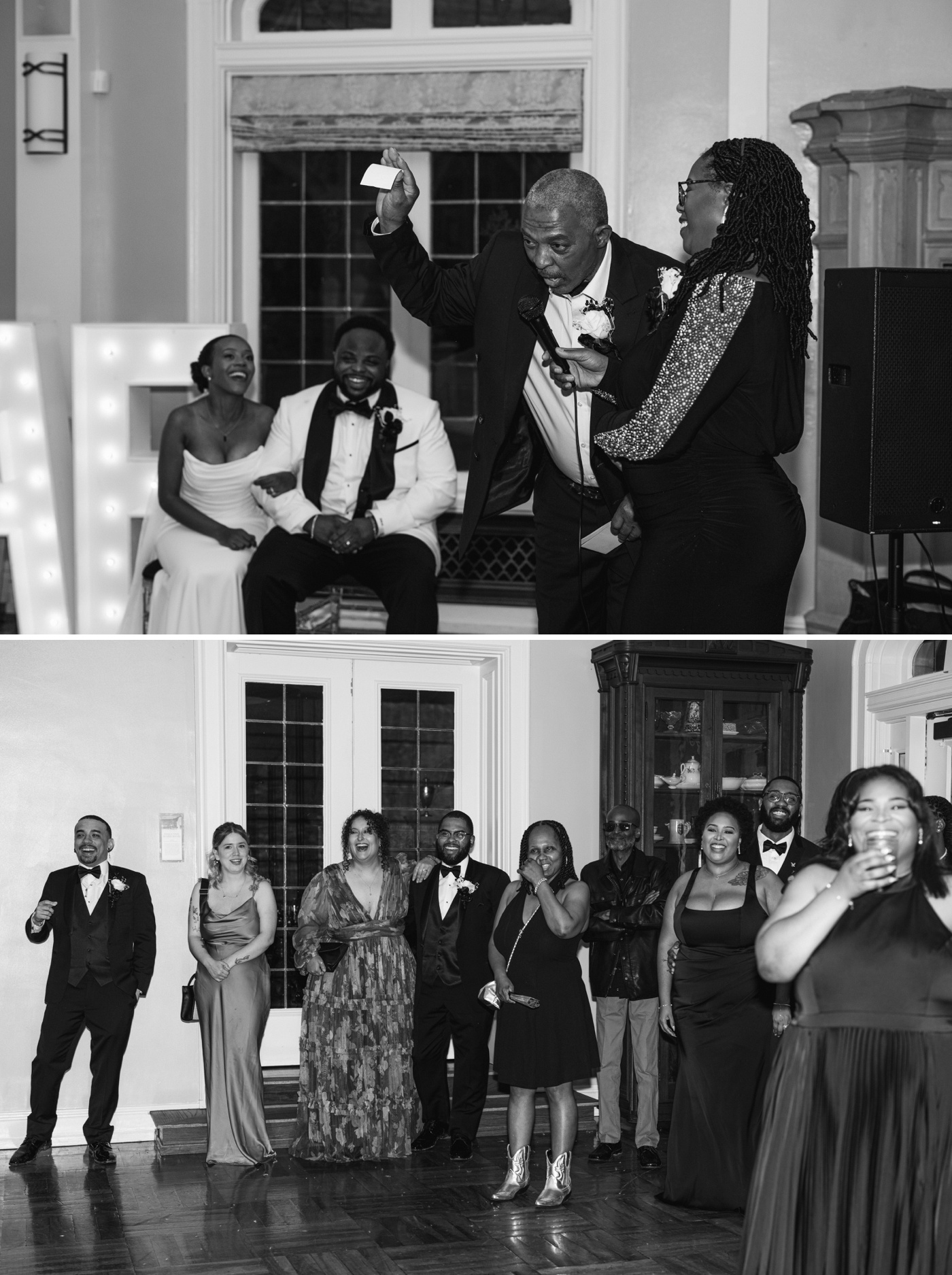 Father of the bride making a speech at her wedding reception