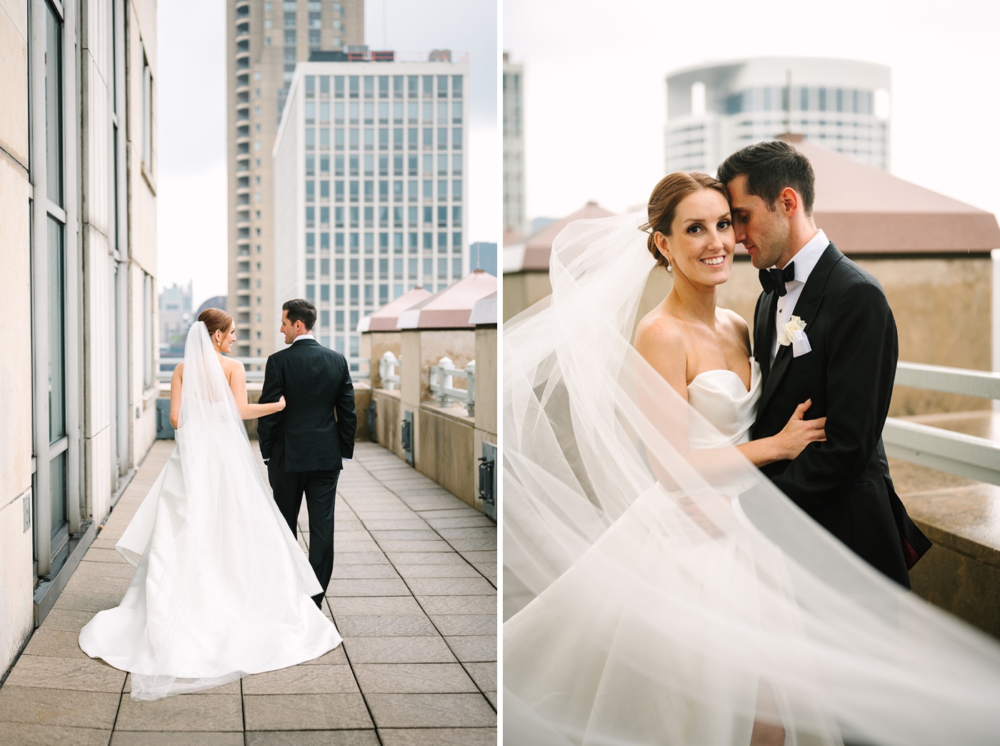 Bridal portraits on a rooftop in Chicago